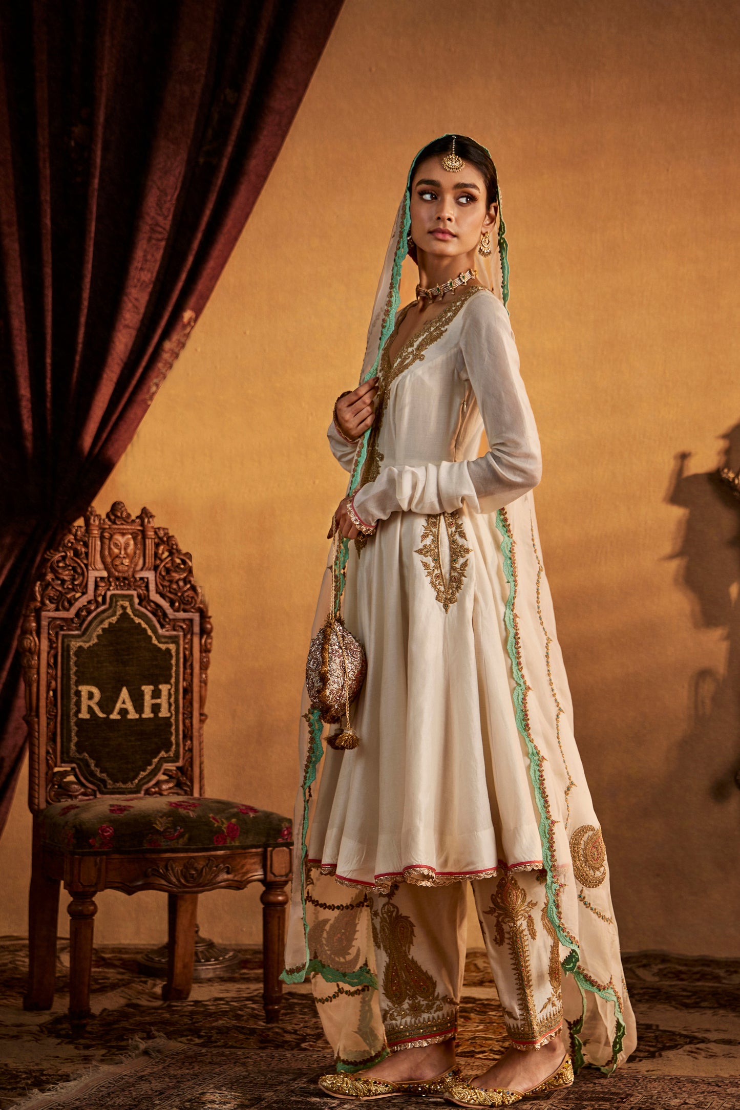 Ivory Chand-Phool Kalidar Set