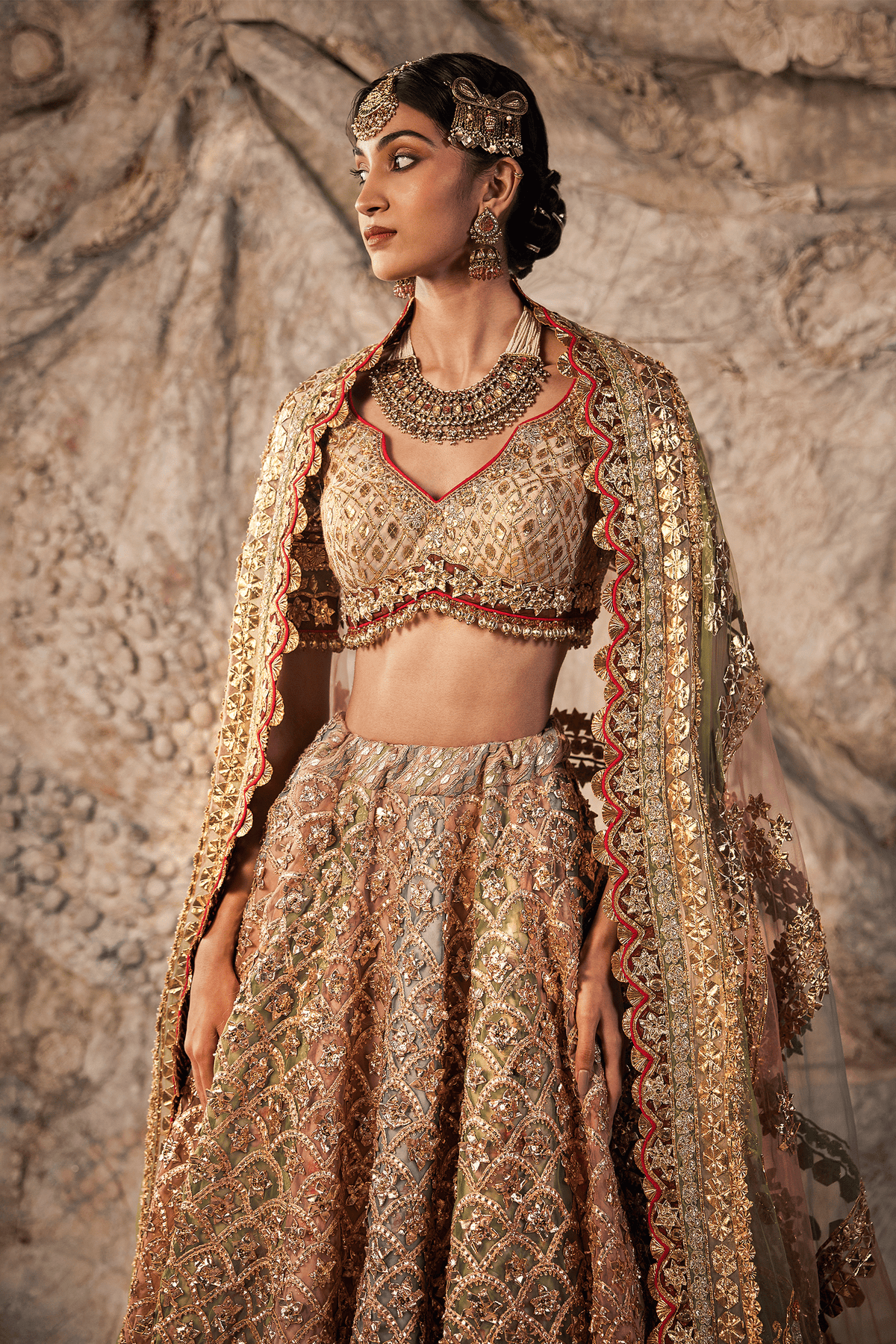 Multicoloured Gota Embroidered Lehenga Set