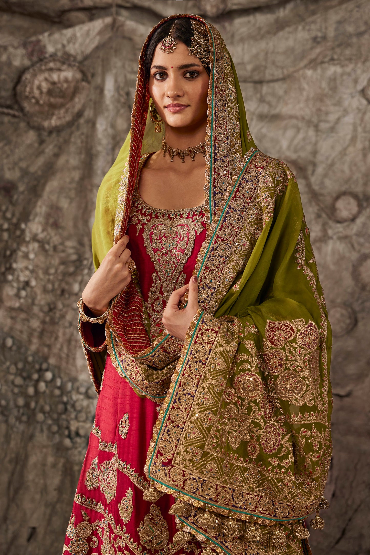 Antique Red Embroidered Kurta Set