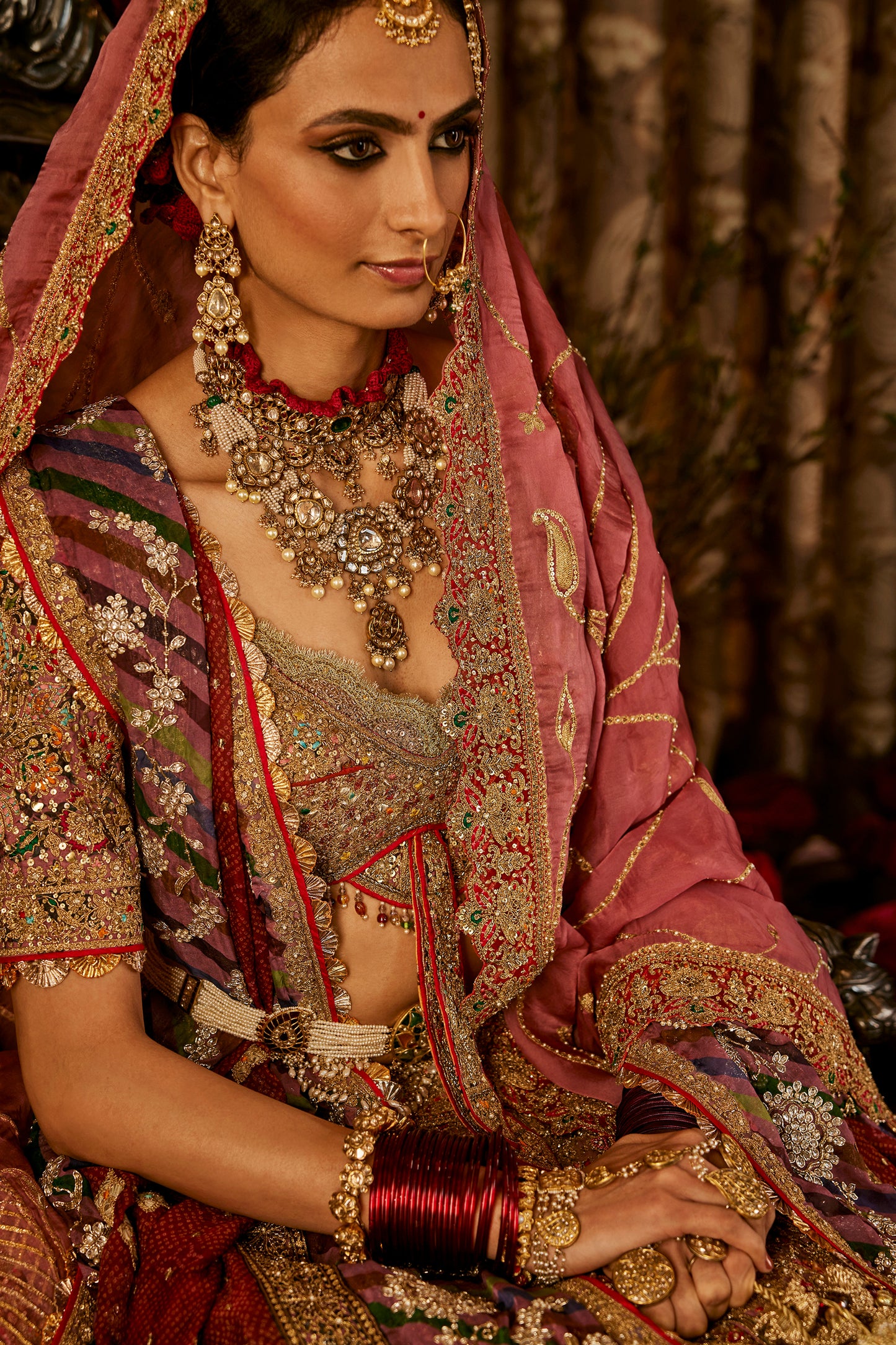 Aubergine Silk Lehenga