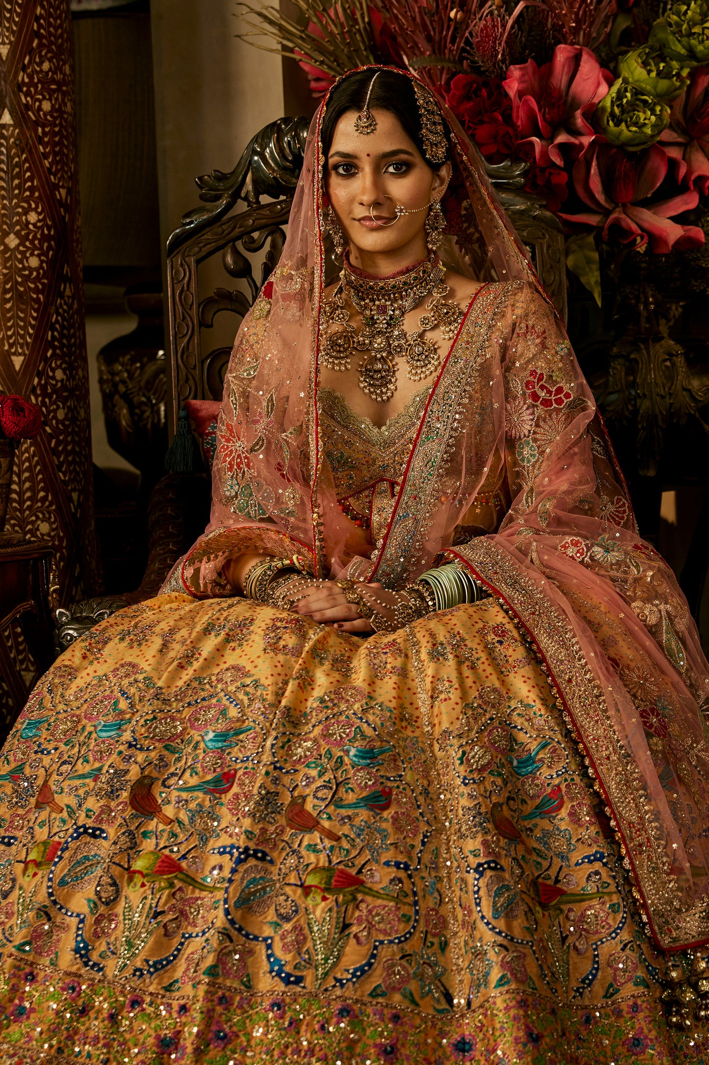 Yellow BirdSong Silk Lehenga