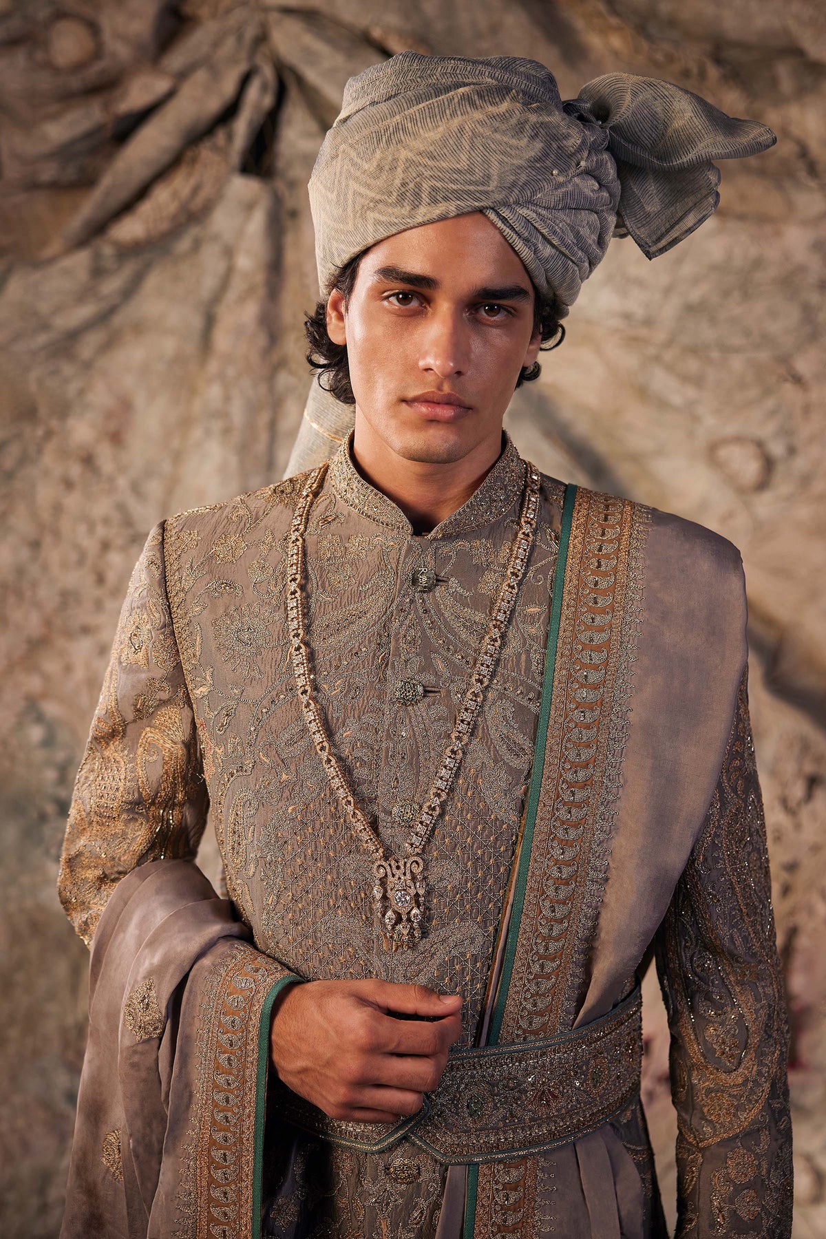 Grey Embroidered Sherwani
