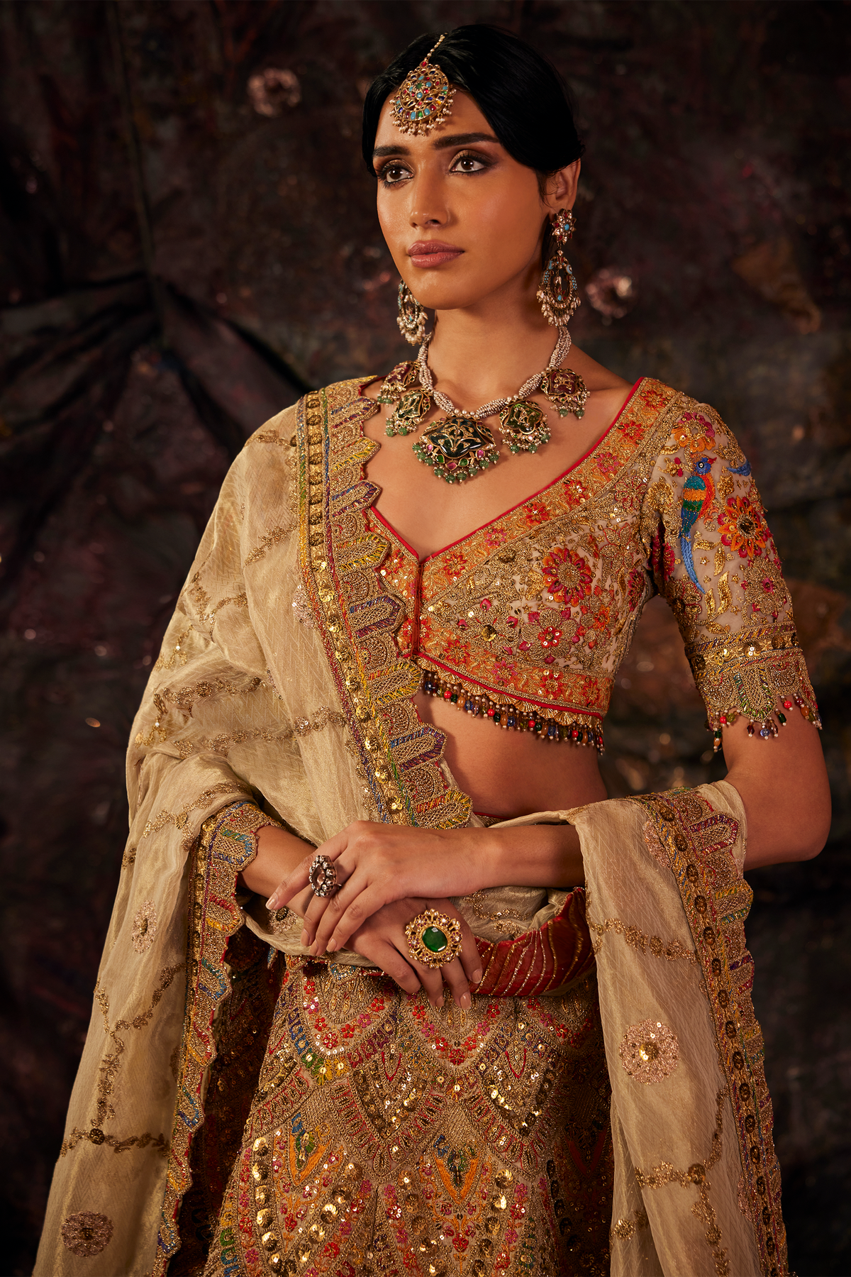 Pale Gold Embroidered Lehenga