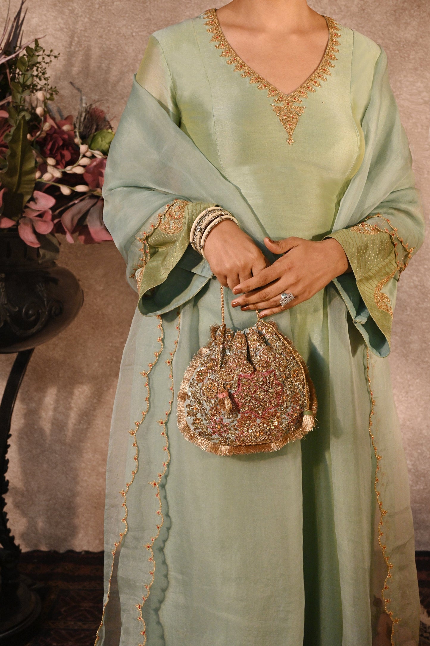 Ice Blue–Pale Pink Naqsh Noor Potli