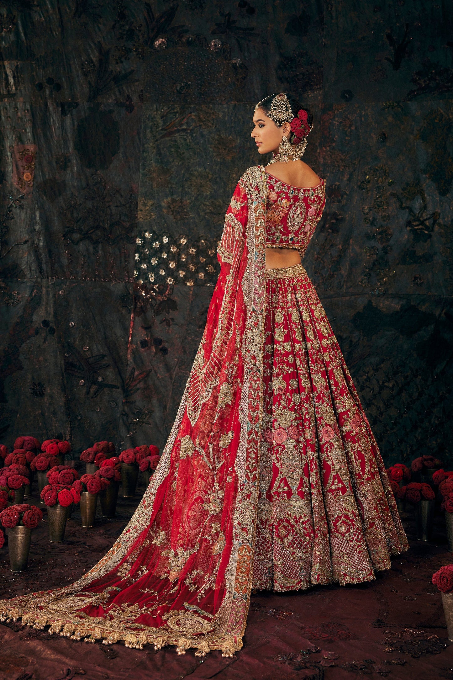 Deep Red Chintz Lehenga