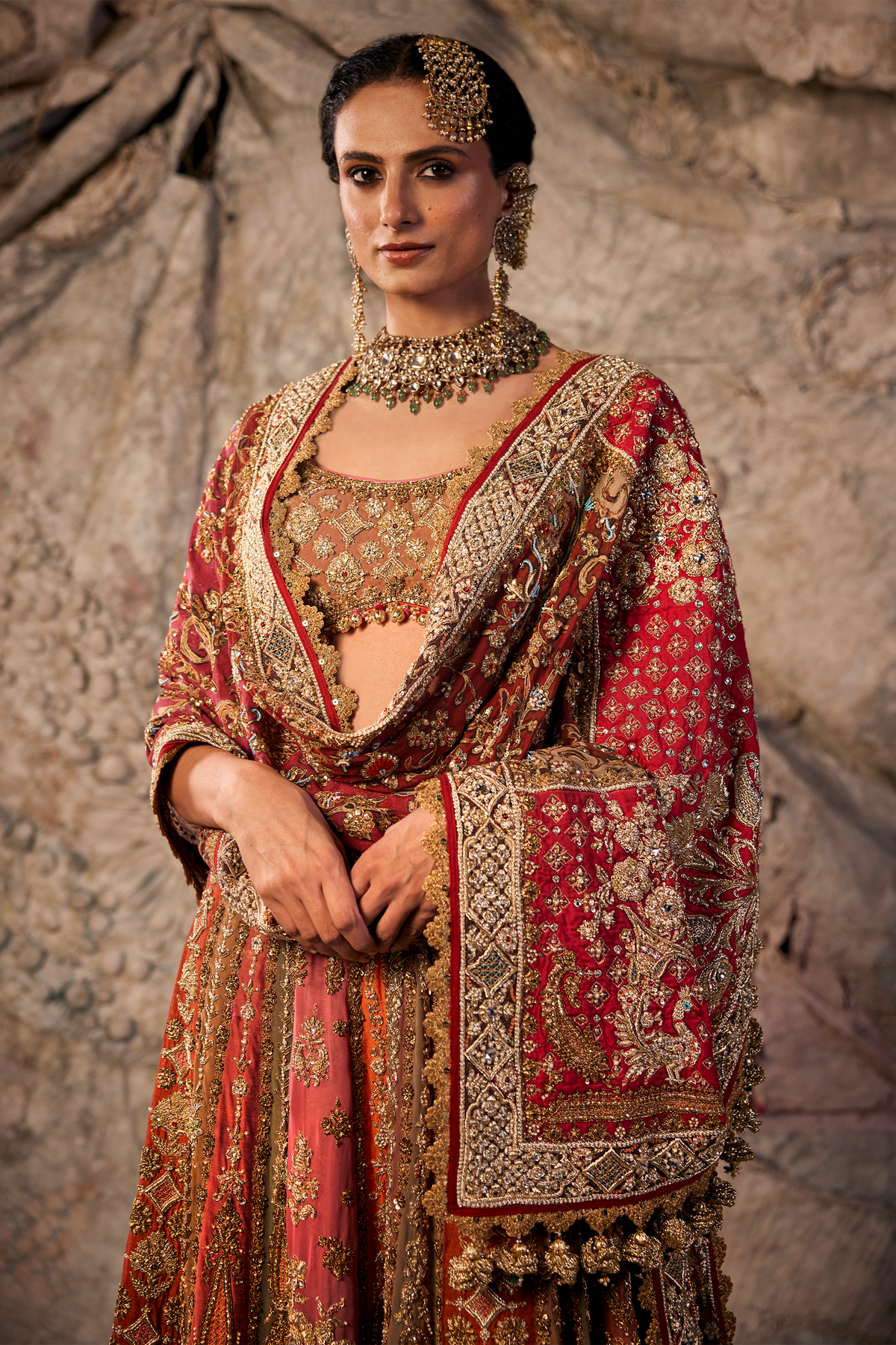 Antique Rose Embroidered Lehenga