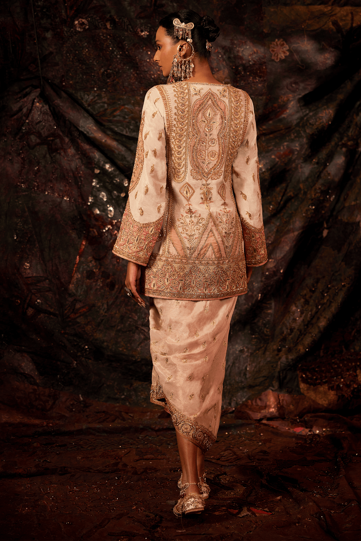 Ivory Lilac & Dewy Pink Floral Lungi Set