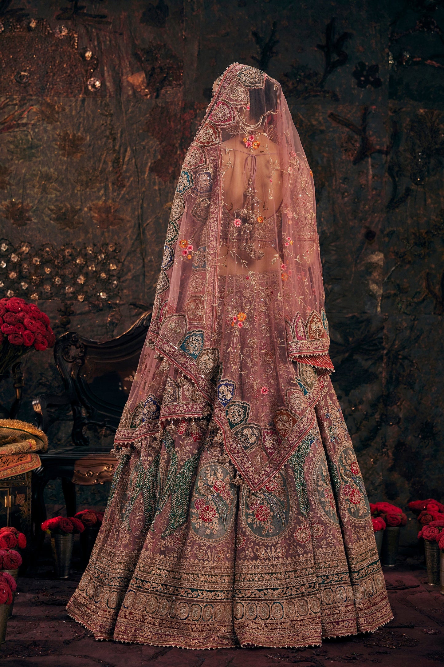 Earthy Pink Tulle Lehenga