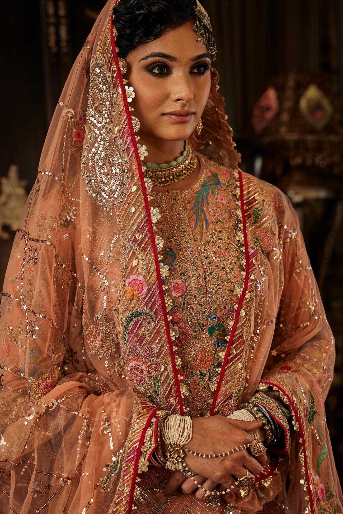 Earthy Peach Inlay Sharara