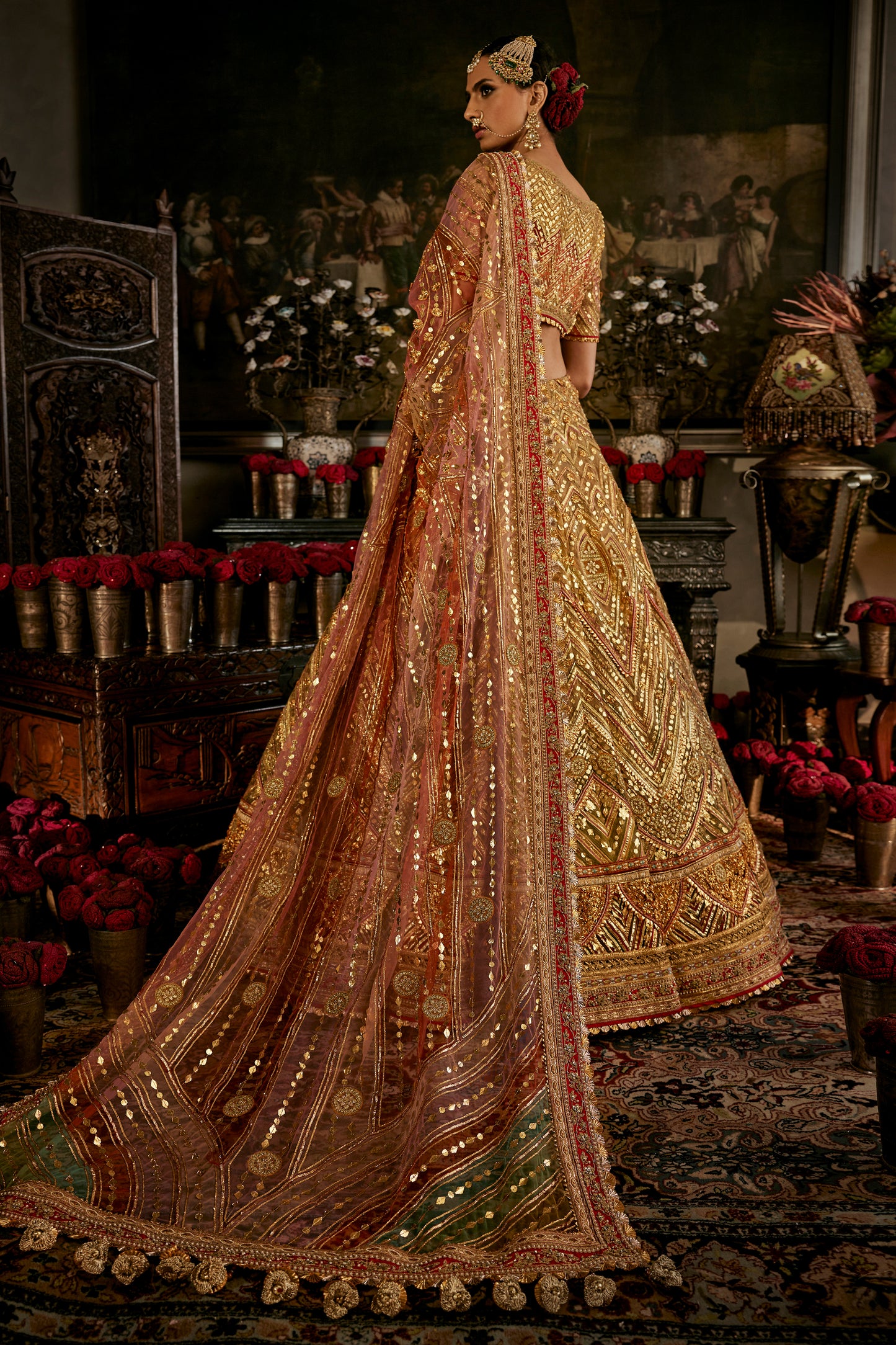 Golden Pink Gota Lehenga