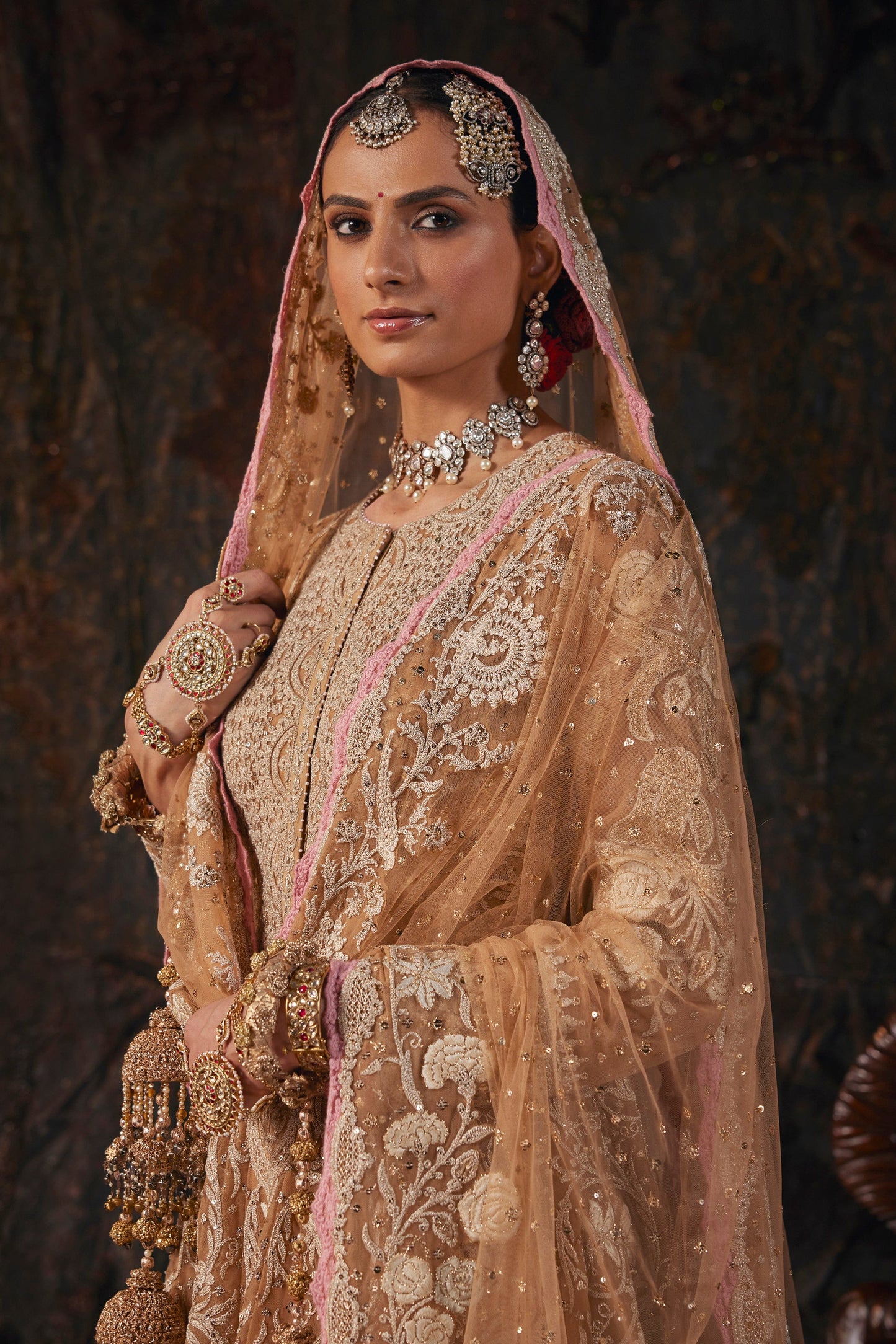 Earthy Beige Floral Kalidar Set