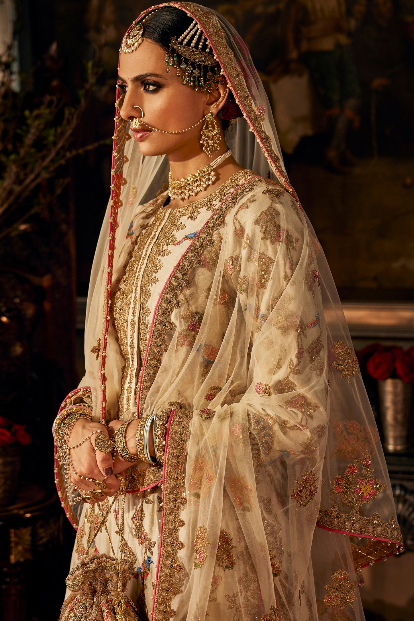 Ivory Peacock Kurti-Sharara