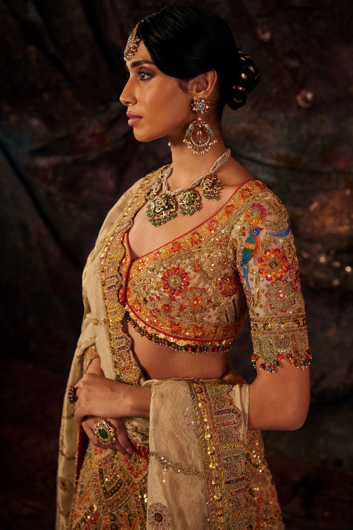 Pale Gold Embroidered Lehenga