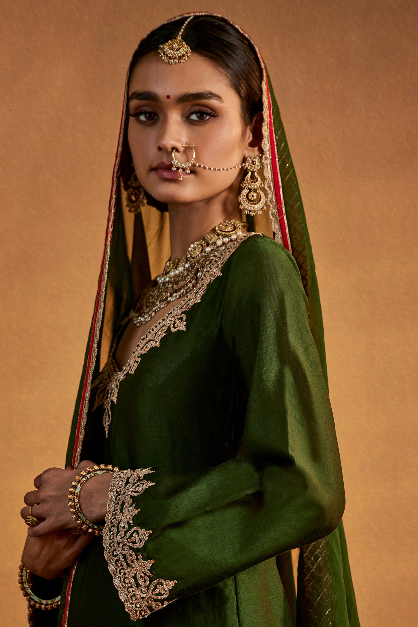 Deep Green Floral Sharara Set