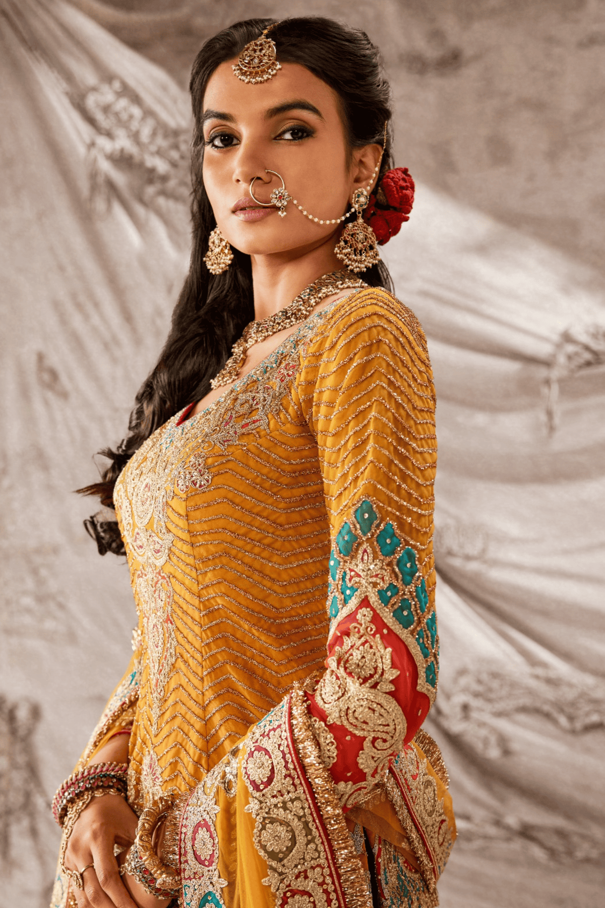 Fiame Orange Lehenga