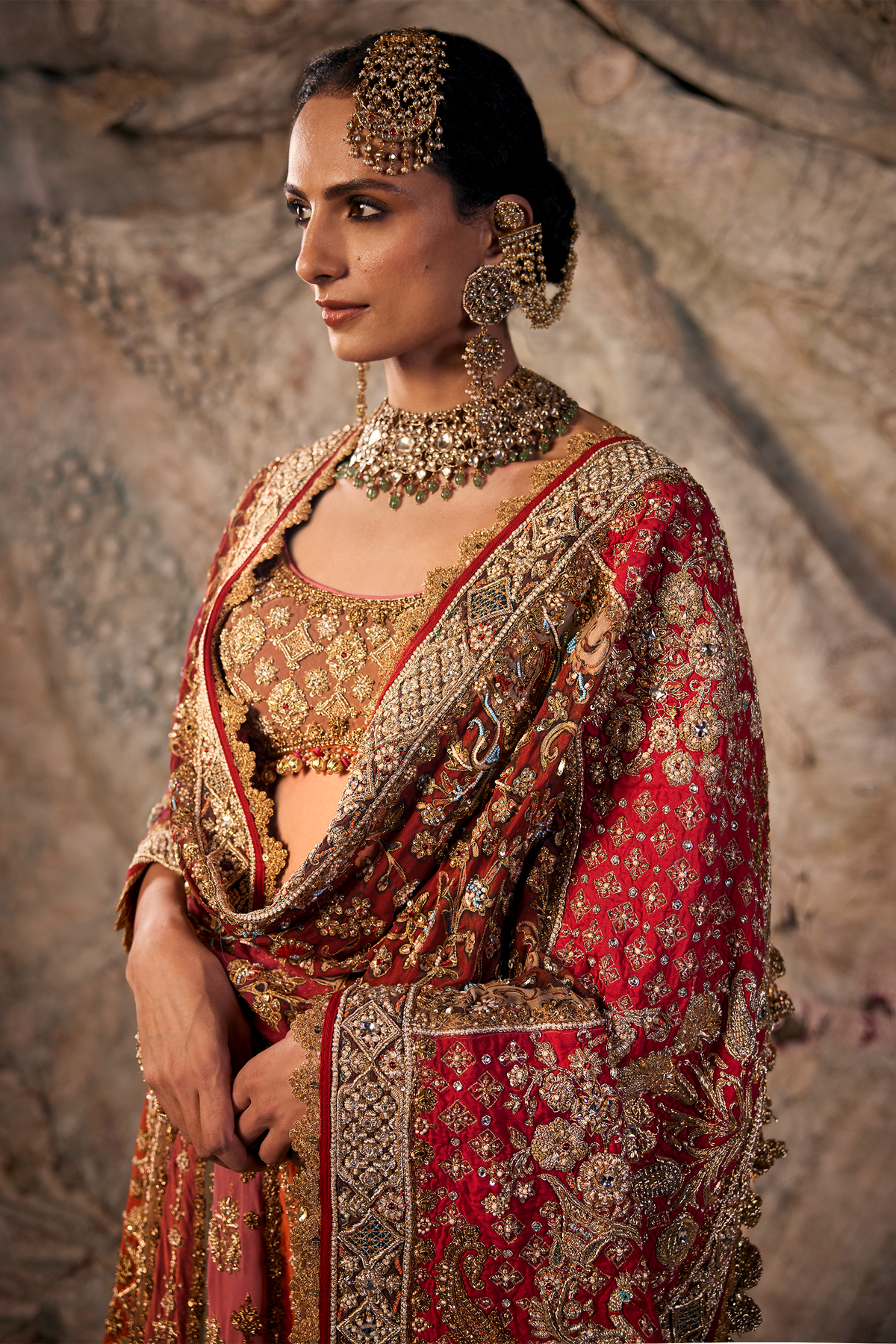 Antique Rose Embroidered Lehenga