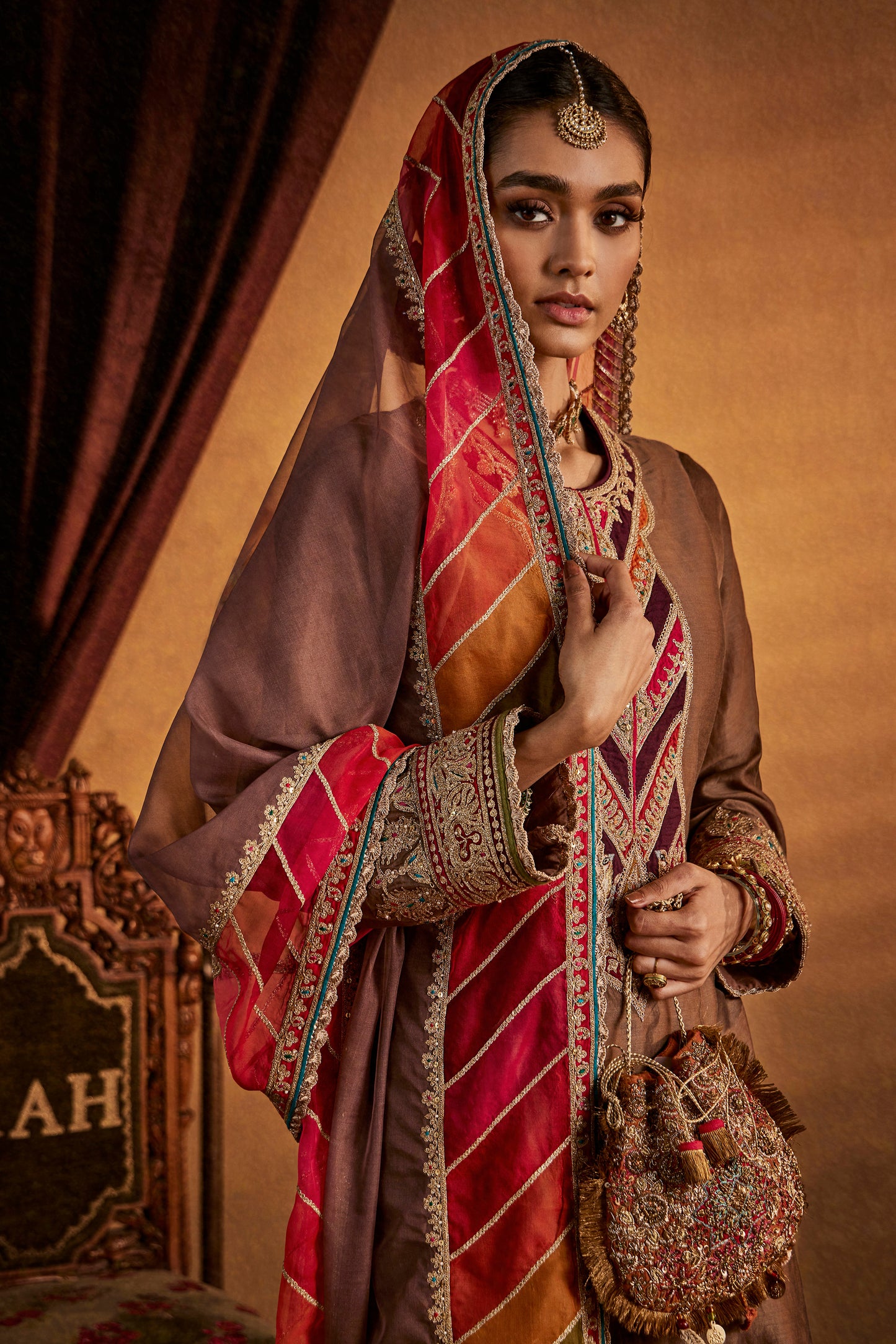Brown-Red Kurta Set