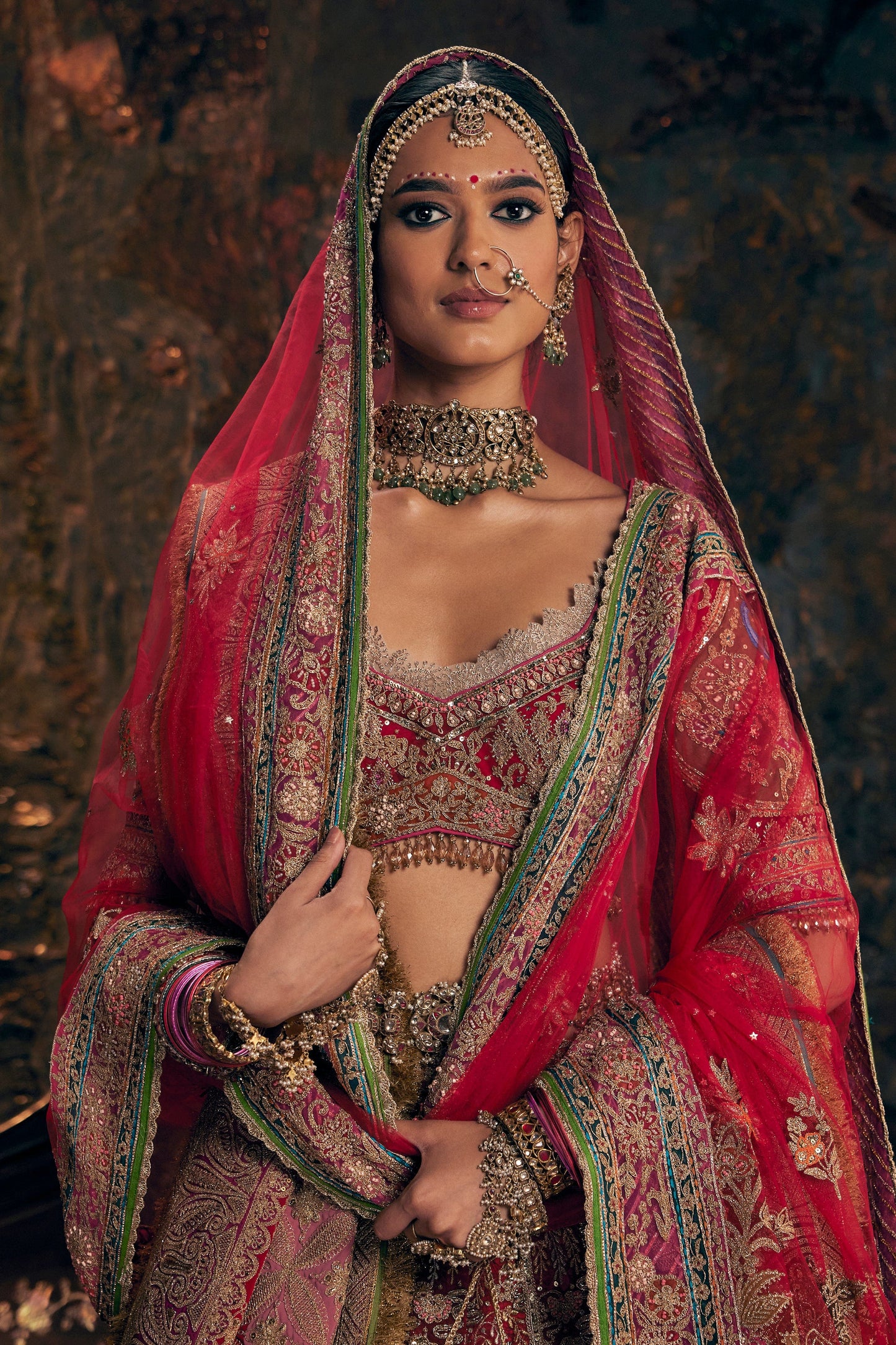 Earthy Red Embroidered Lehenga