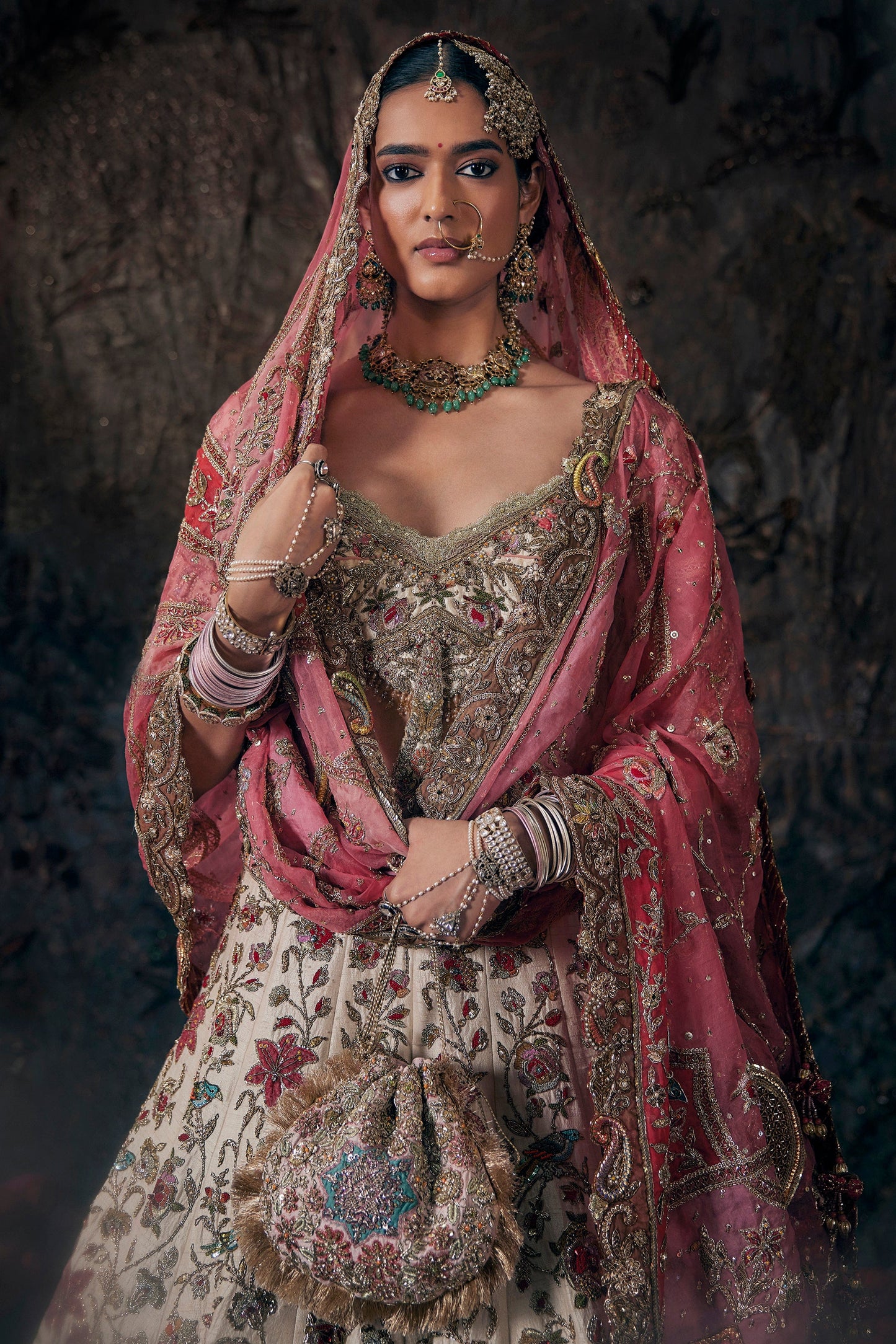 Earthy Ivory Floral Lehenga