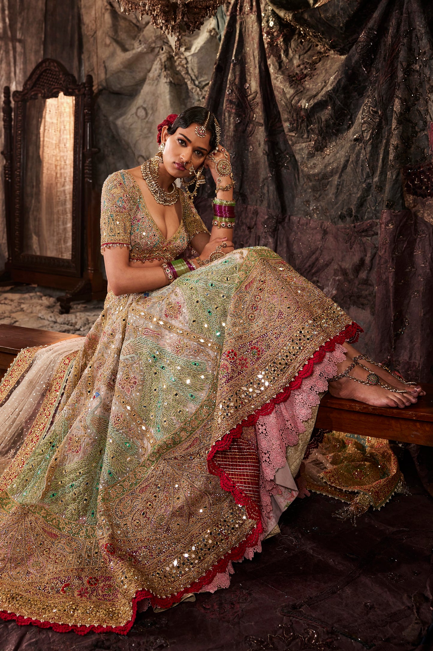 Birch Tulle Embroidered Lehenga