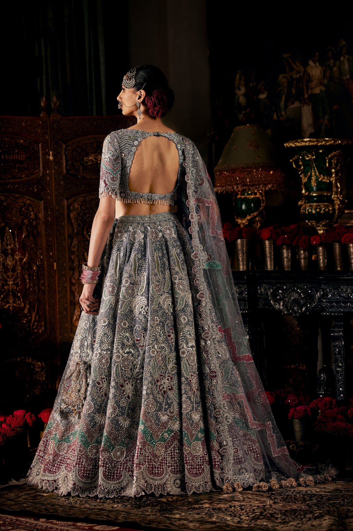 Flint Grey Tulle Lehenga