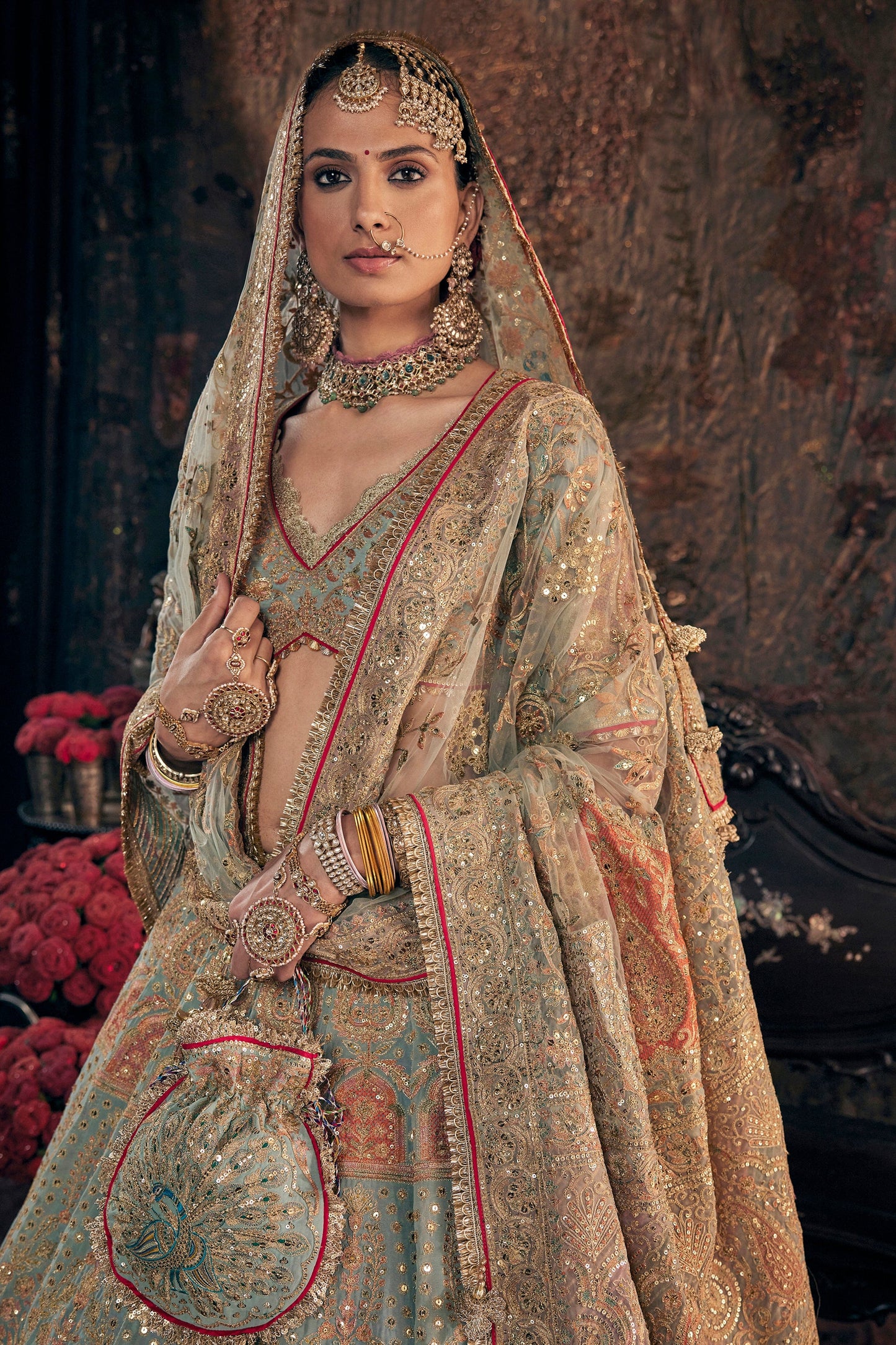 Pale Frosted Blue Lehenga