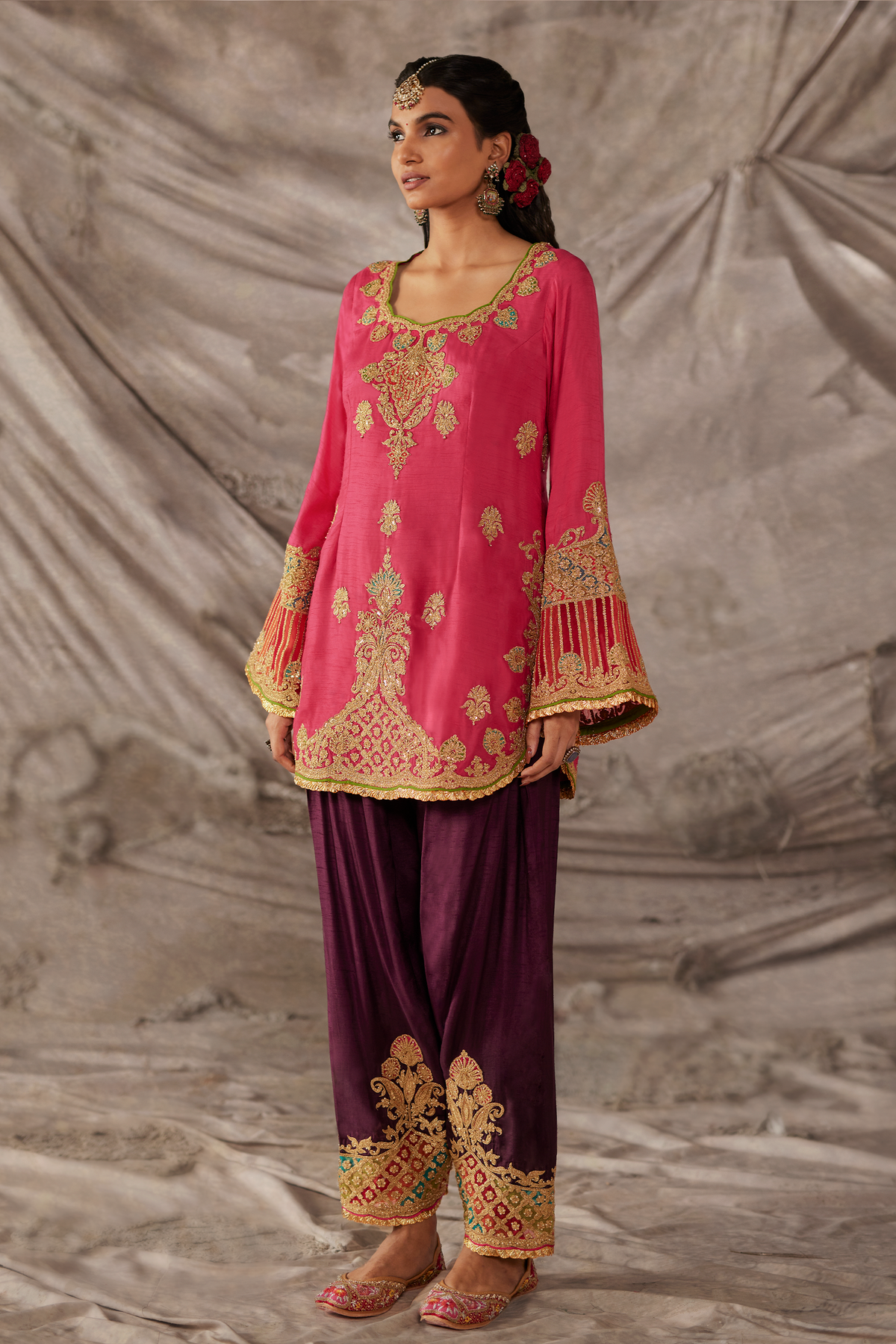 Rani pink kurta Set