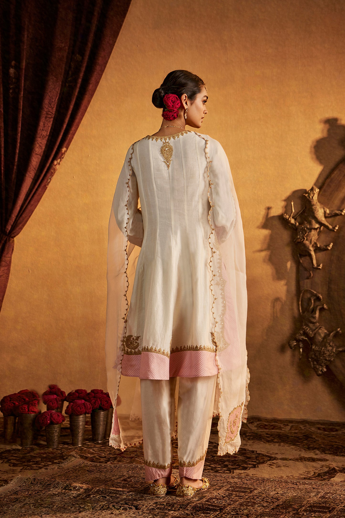 Ivory-Pink Kalidar Set
