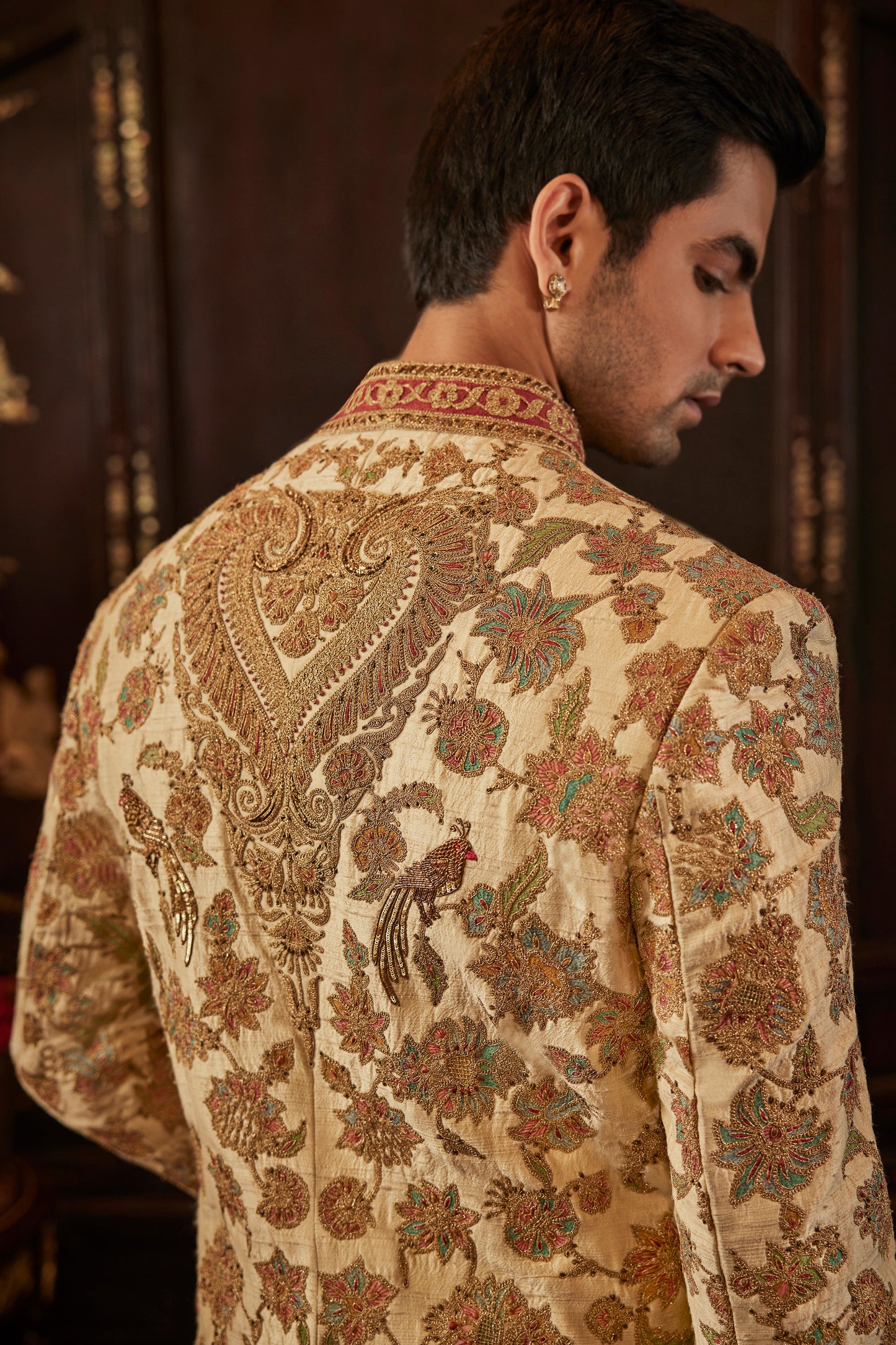 Pale Flora Ivory Sherwani