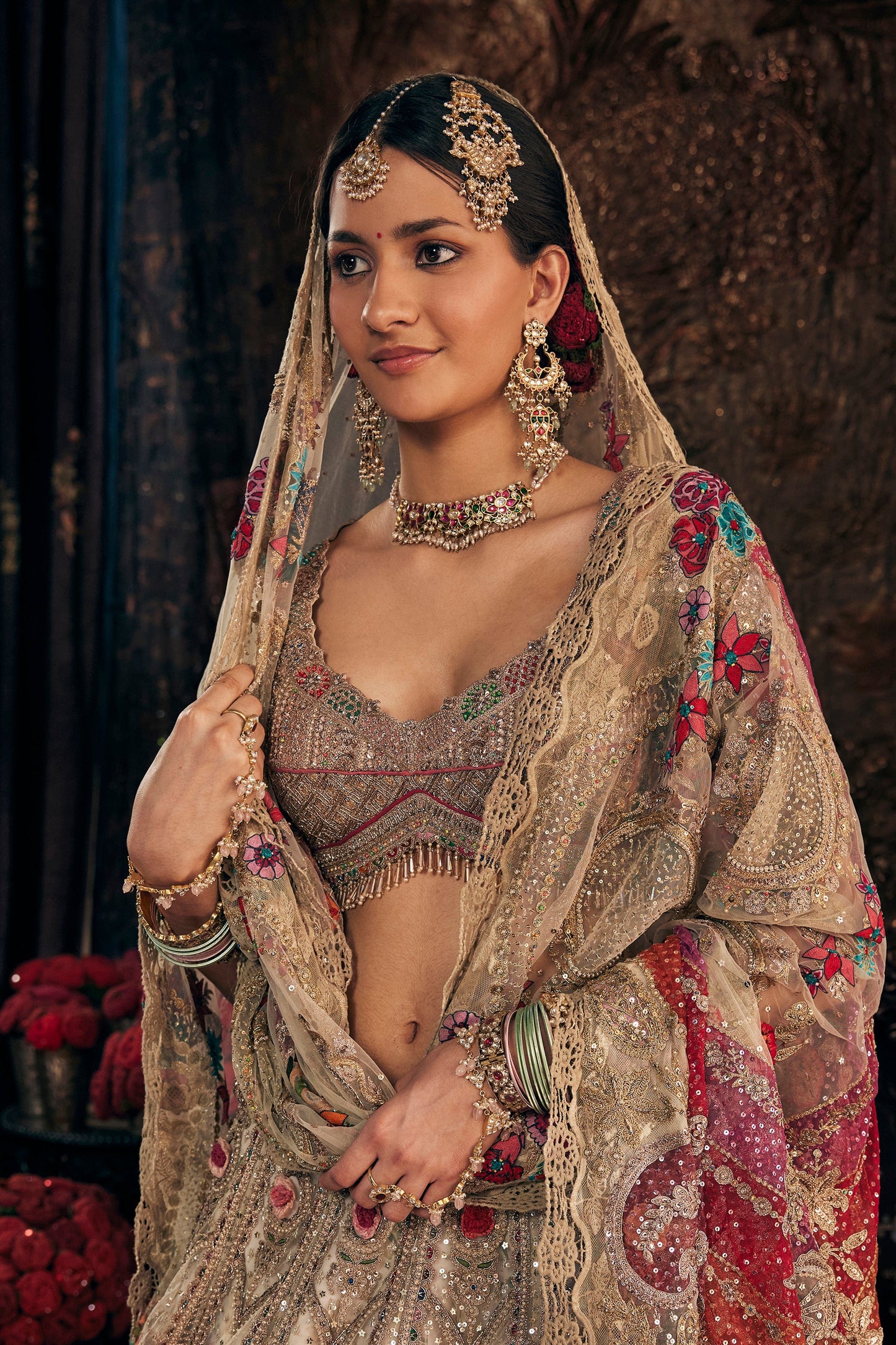 Ivory And Pale Gold Lehenga