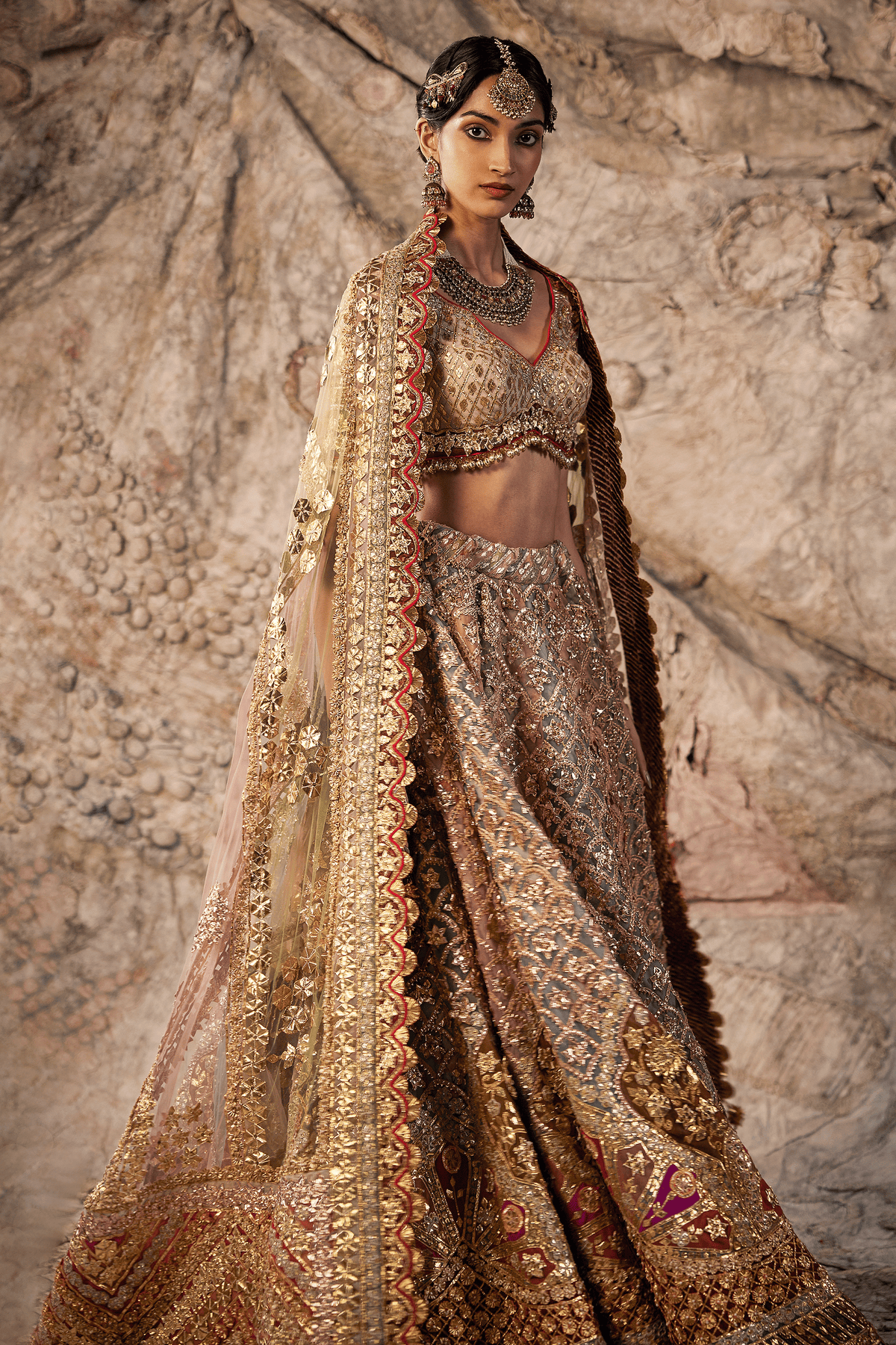 Multicoloured Gota Embroidered Lehenga Set