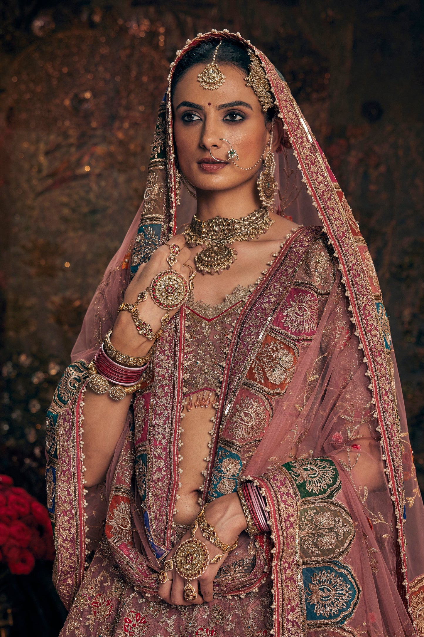 Earthy Pink Tulle Lehenga