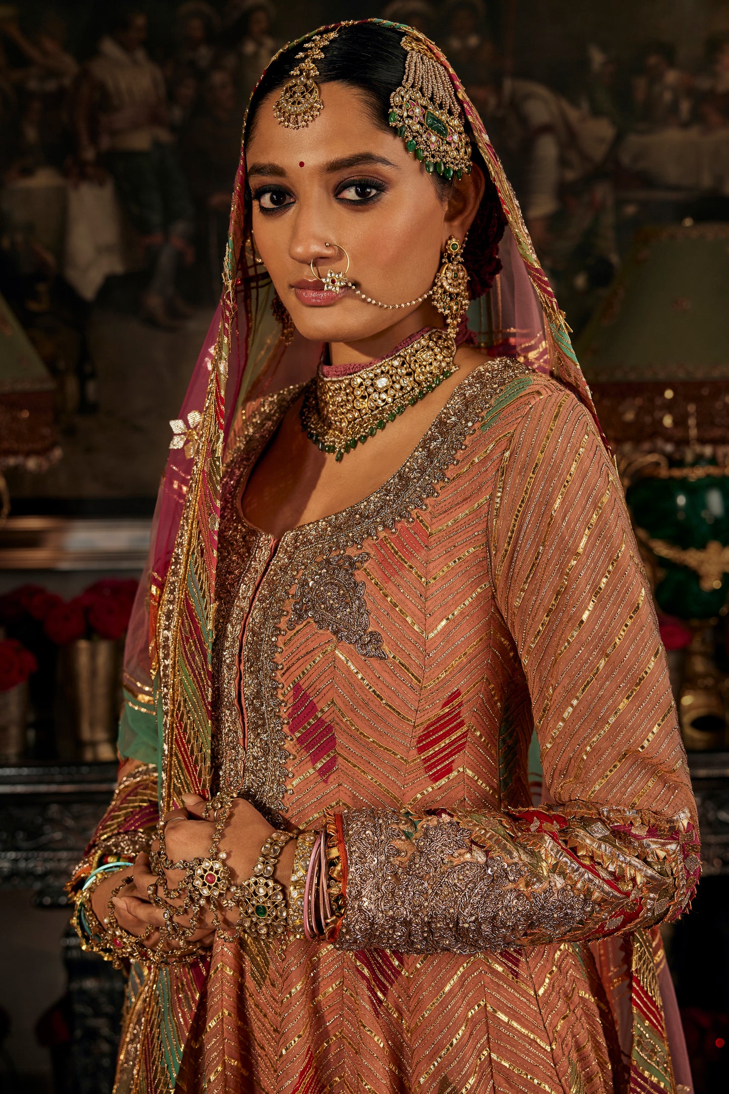 Earthy Peach Tulle kalidar