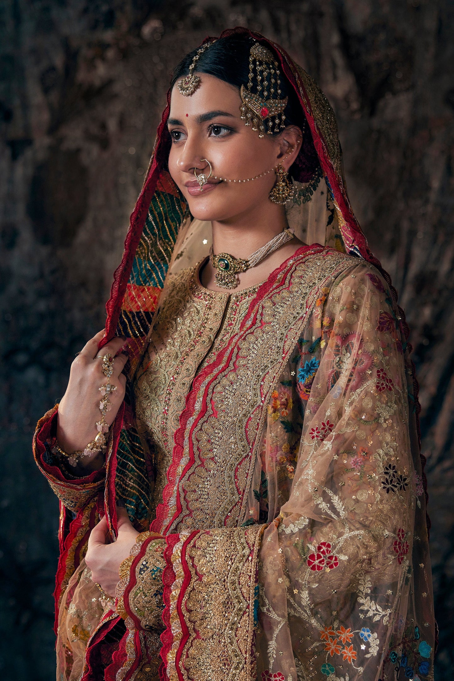 Beige Gold Kurti-Sharara Set