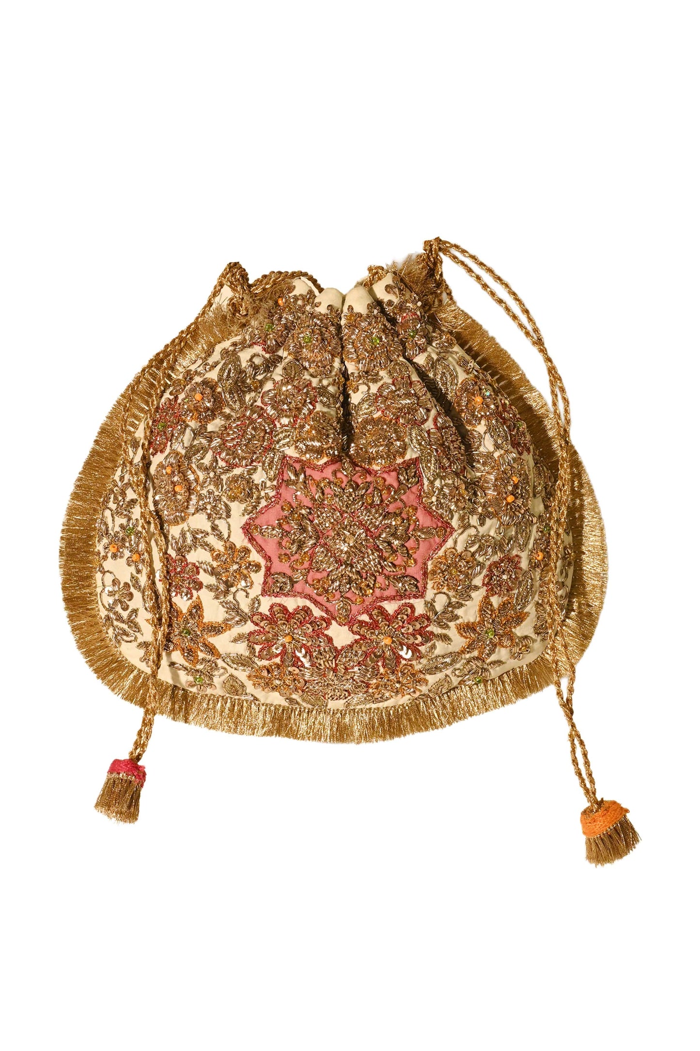 Ivory–Pale Pink Naqsh Noor Potli