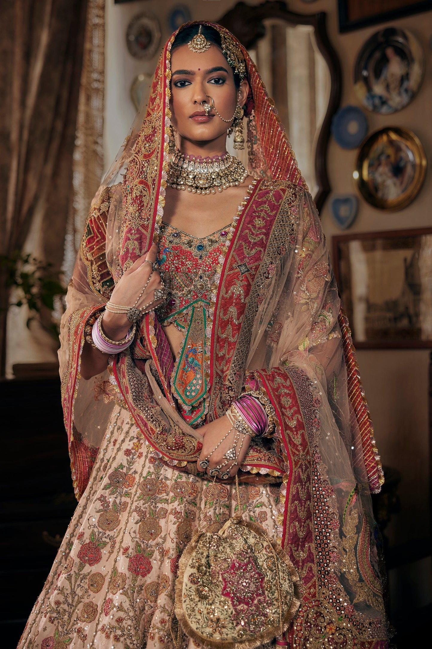 Pale Peach Hued Lehenga