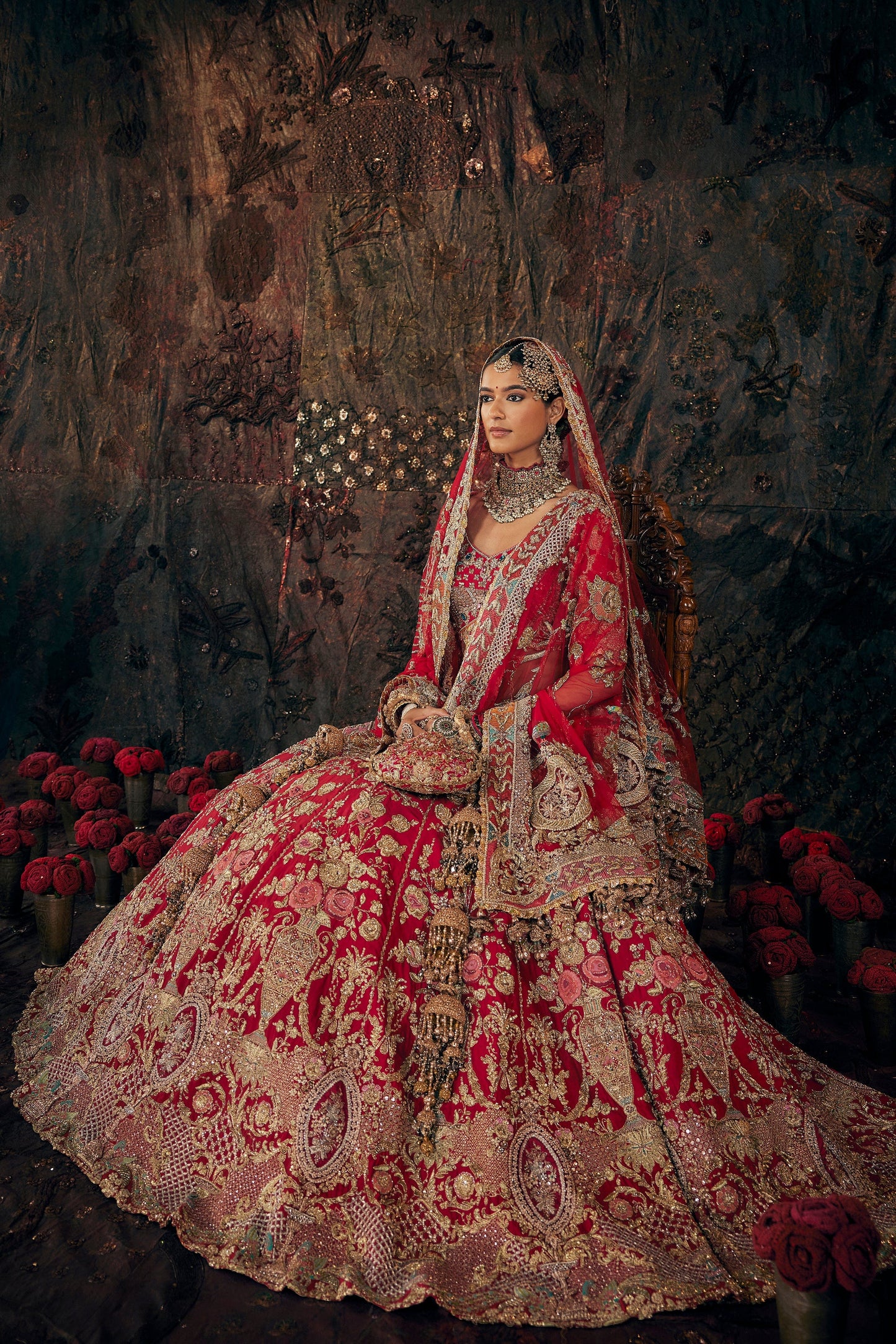 Deep Red Chintz Lehenga
