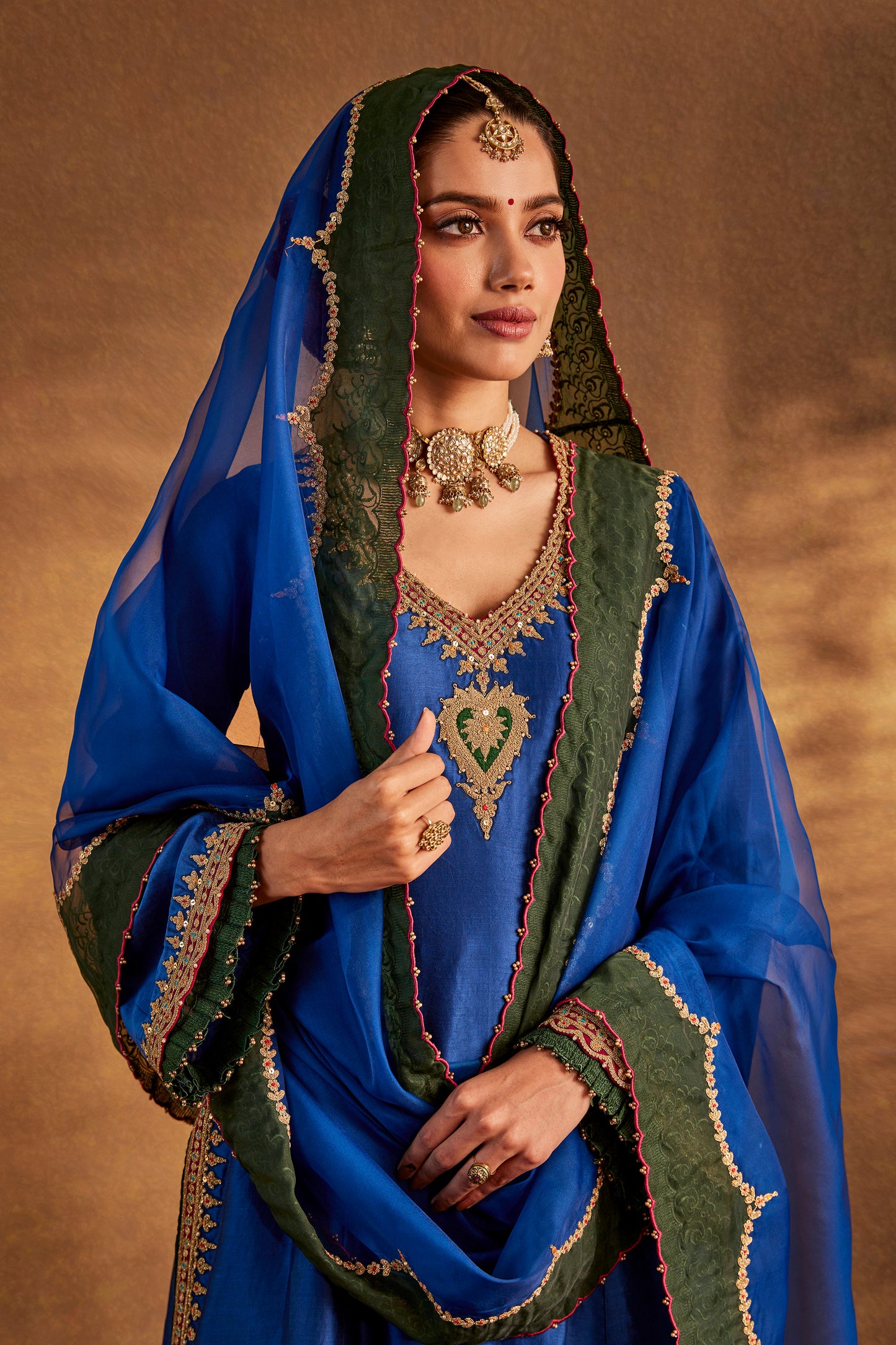 Deep Blue Silk Sharara Set