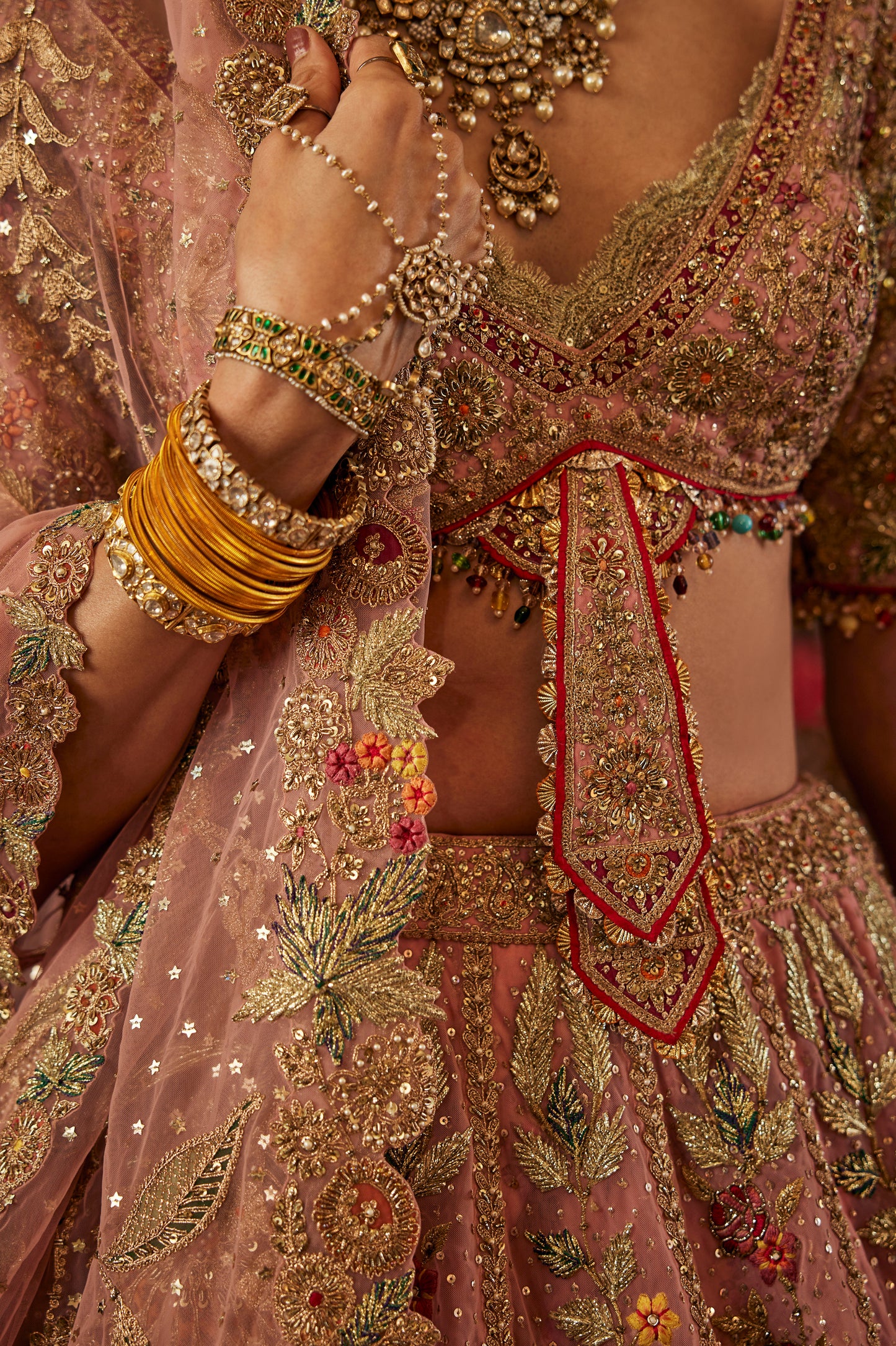 Earthy Pink Floral Lehenga