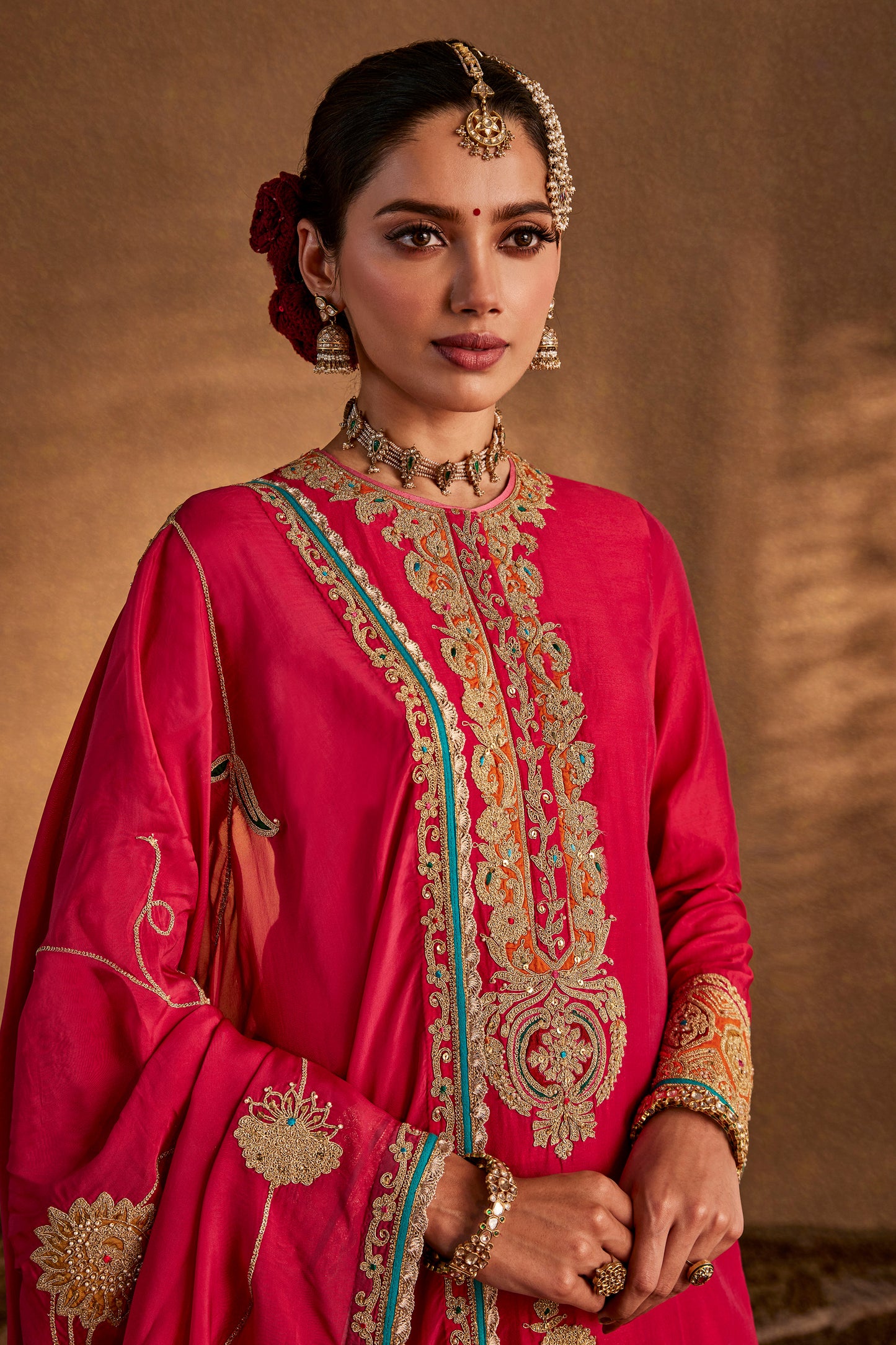 Deep Pink Floral Sharara Set
