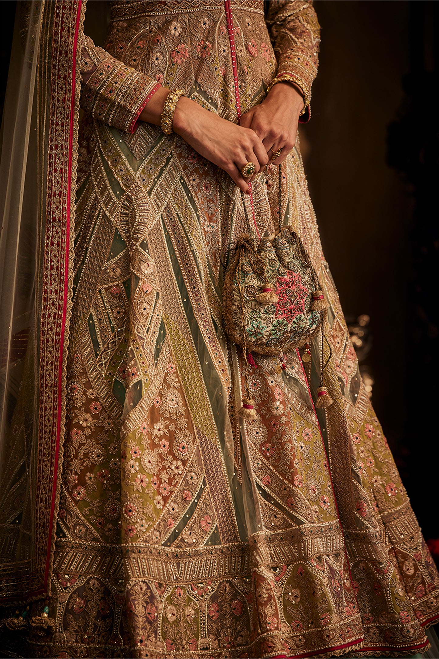 Ice Blue Tulle Kalidar Jacket and Lehenga