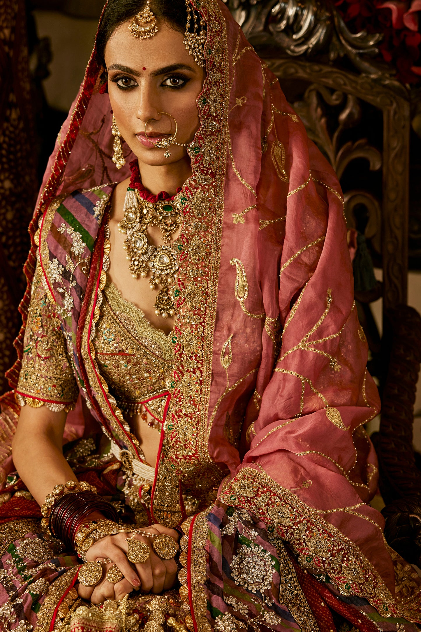 Aubergine Silk Lehenga