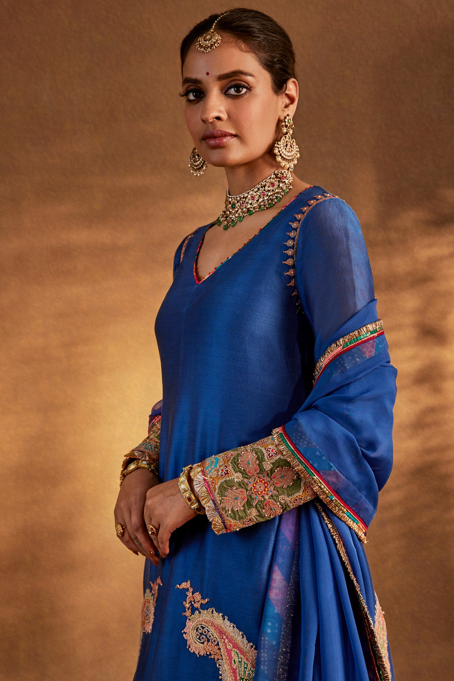 Deep Blue Abha Sharara Set