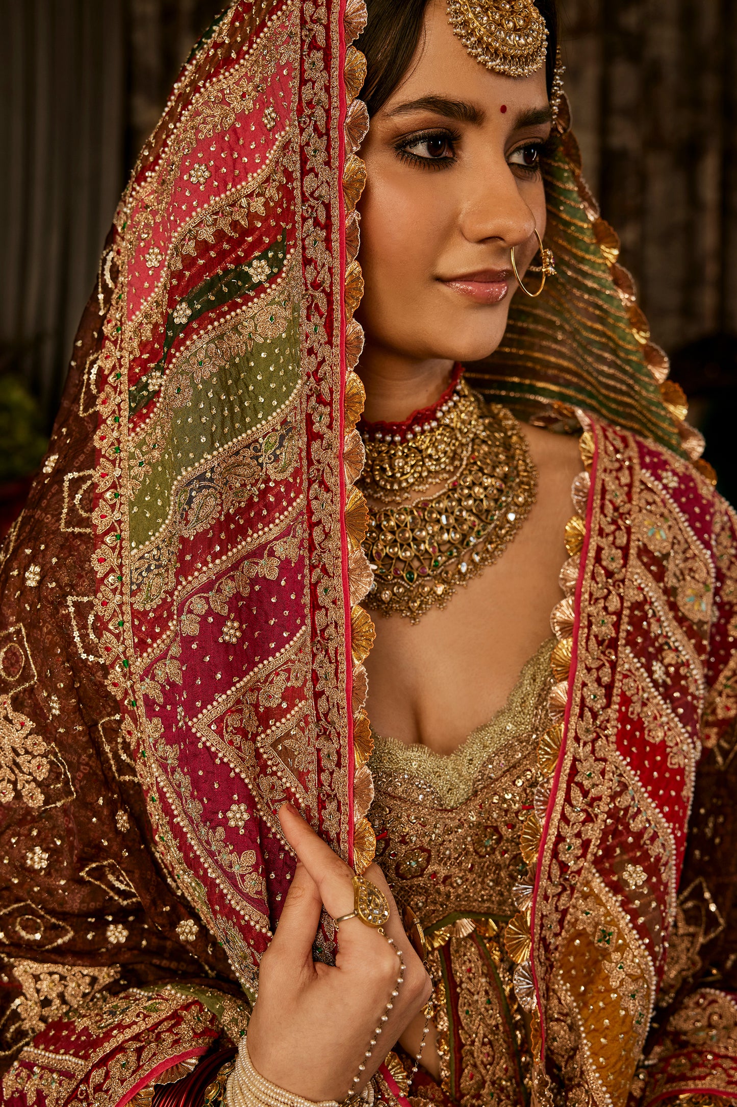 Forest Green Silk Lehenga
