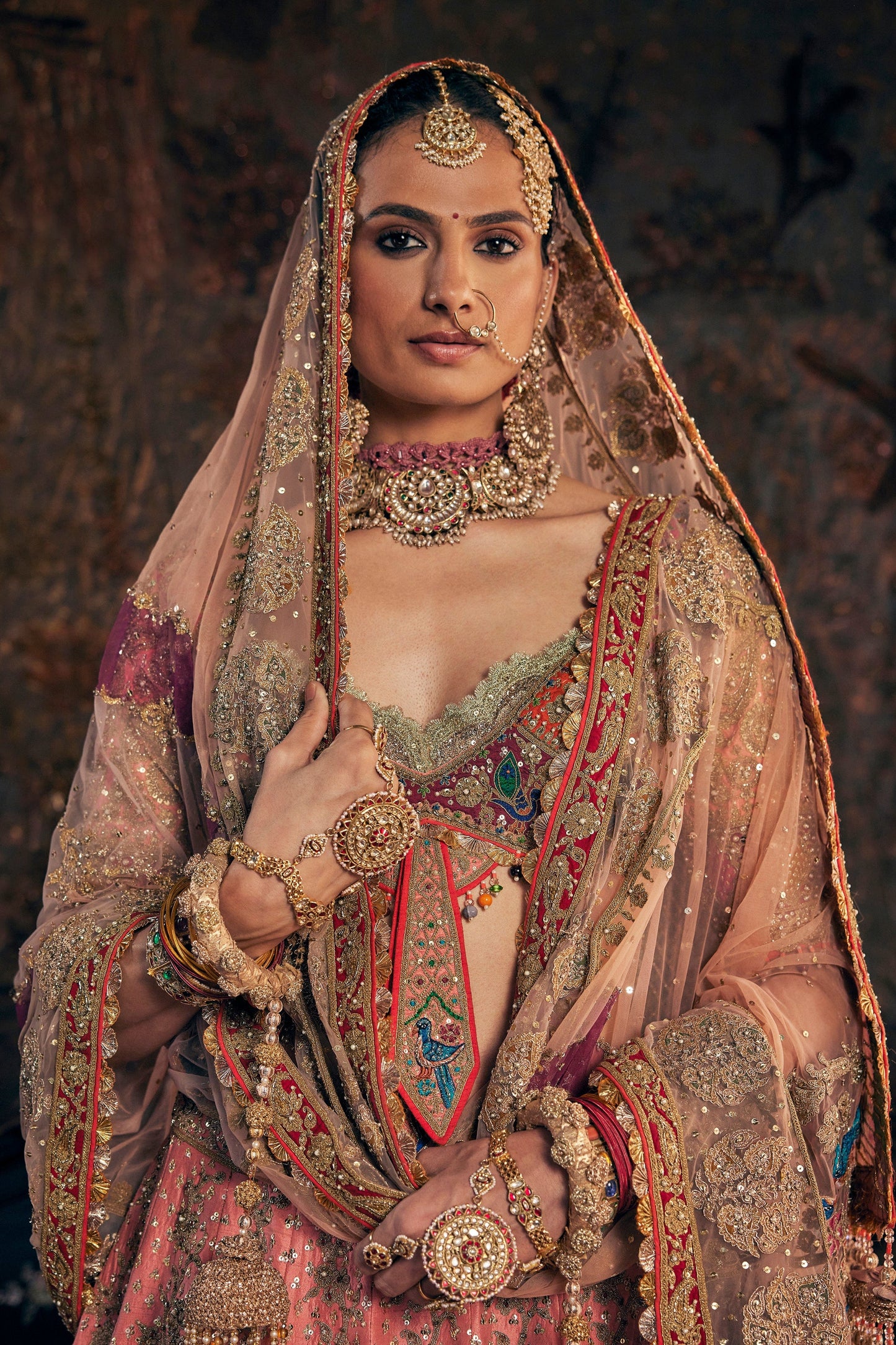 Blush Peach Avian Lehenga