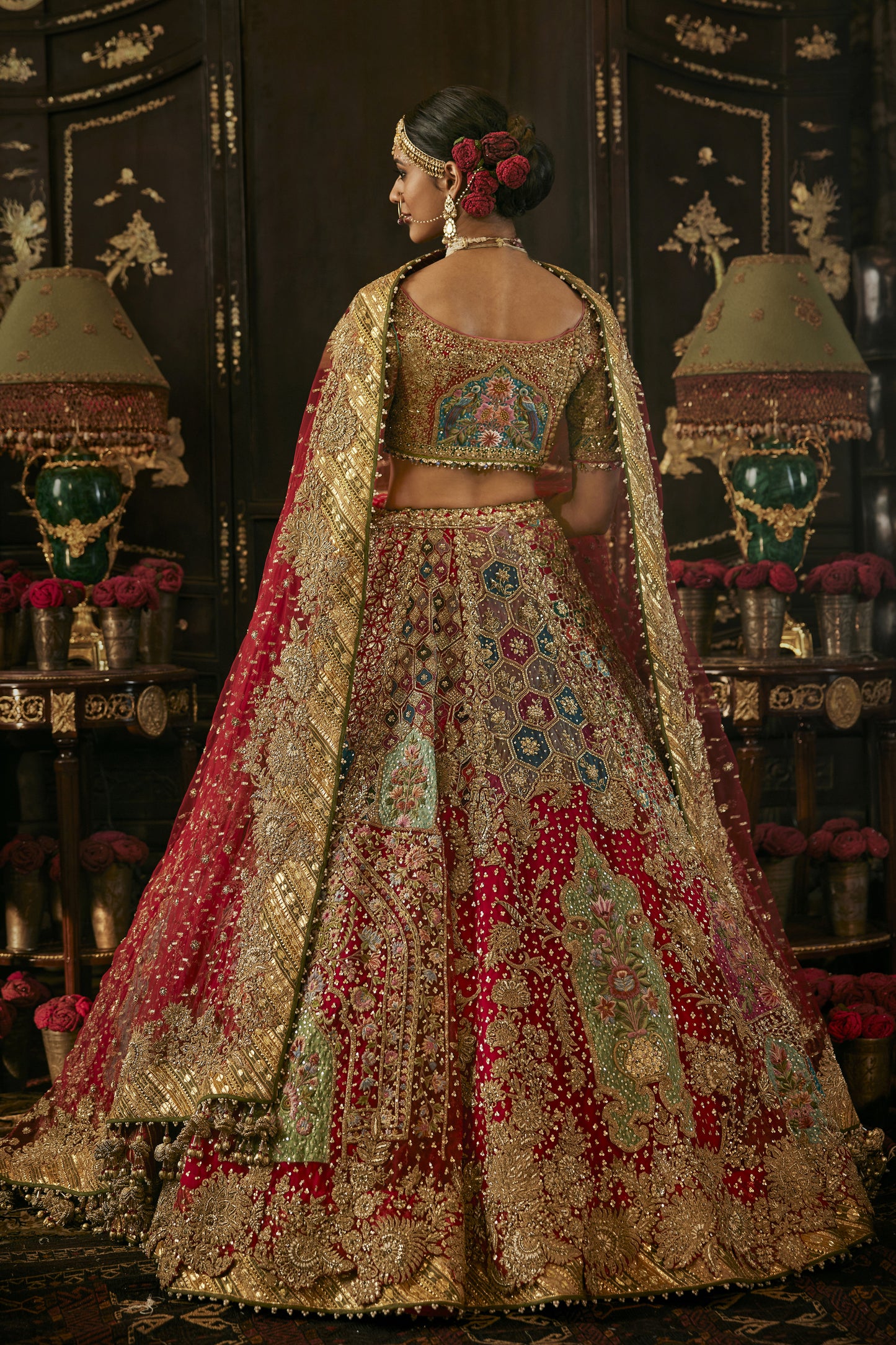 Vivid Red Tulle Lehenga