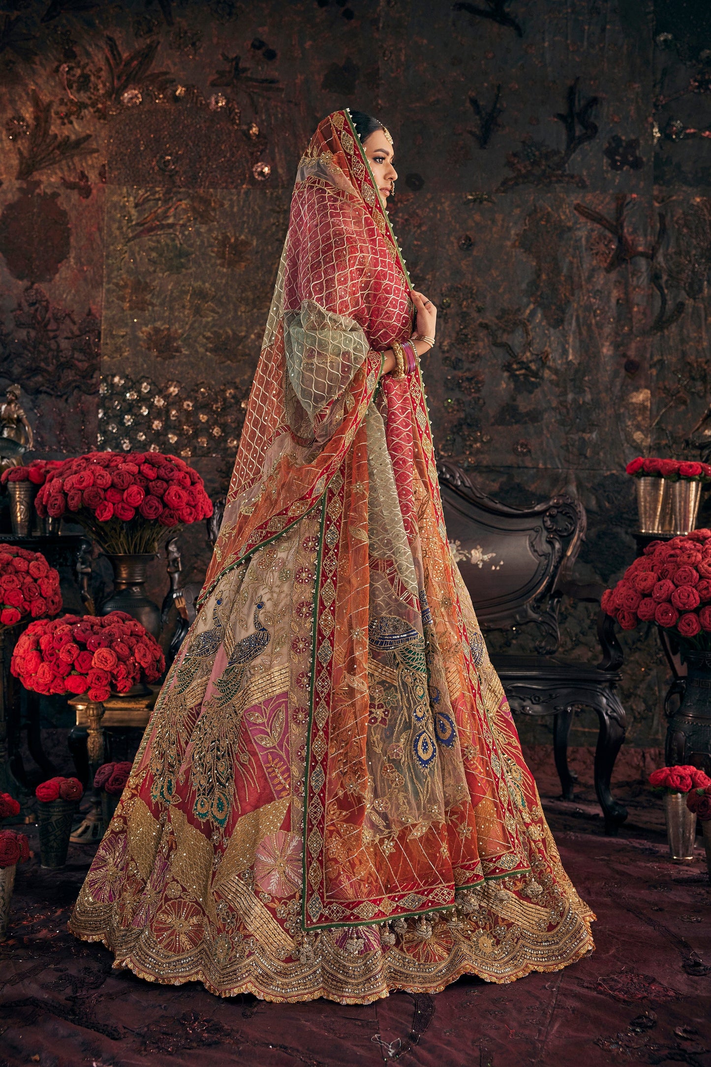 Earthy Ivory Tulle Lehenga