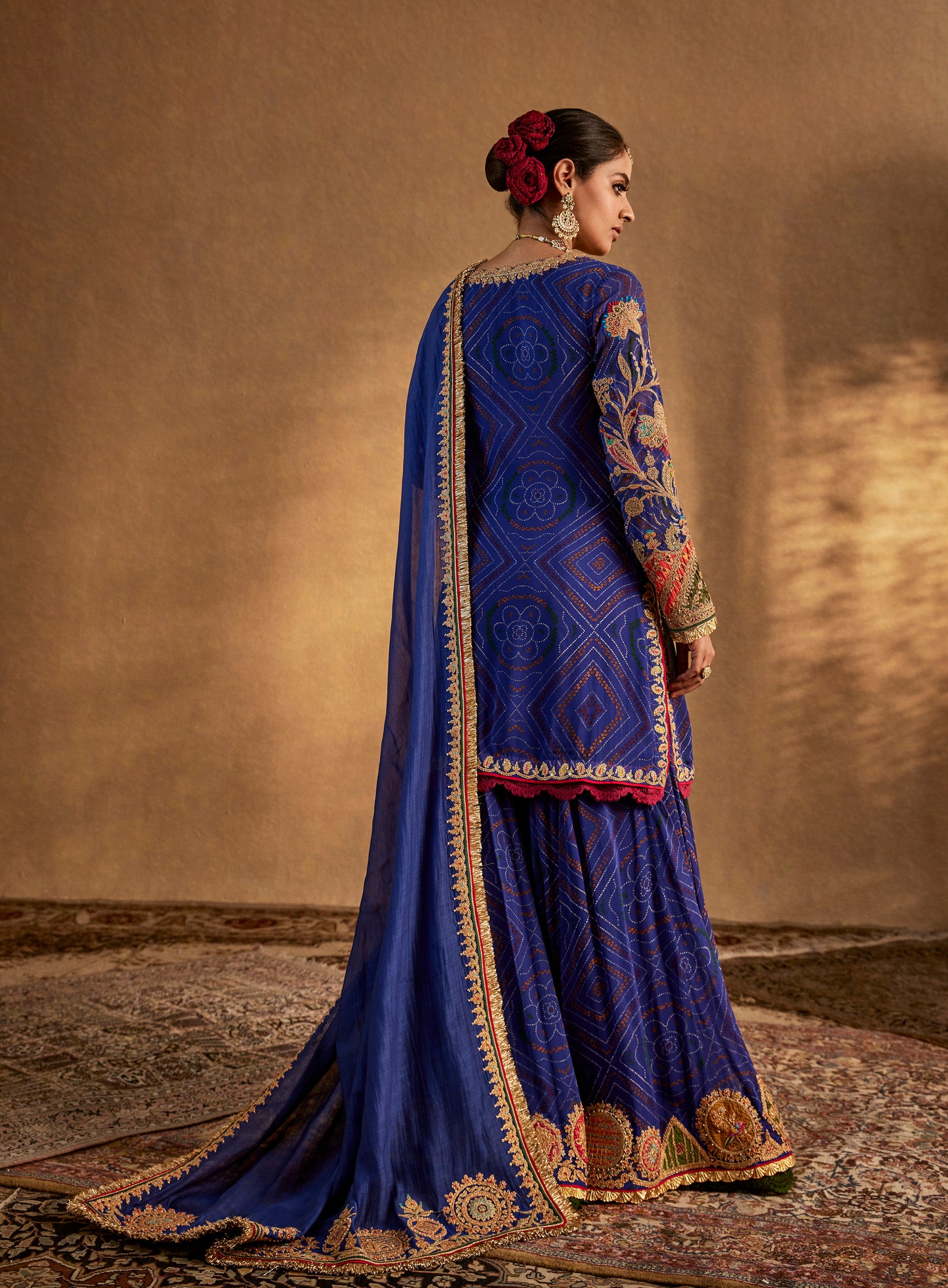 Deep Blue Printed Sharara Set