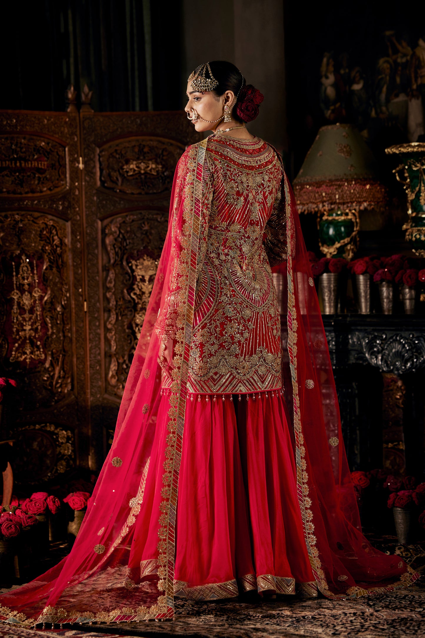 Red Kurta and Sharara