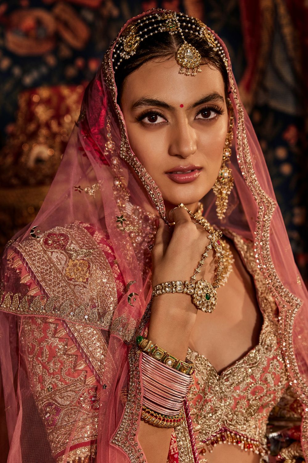 Coral Floral & Paisley Lehenga Set
